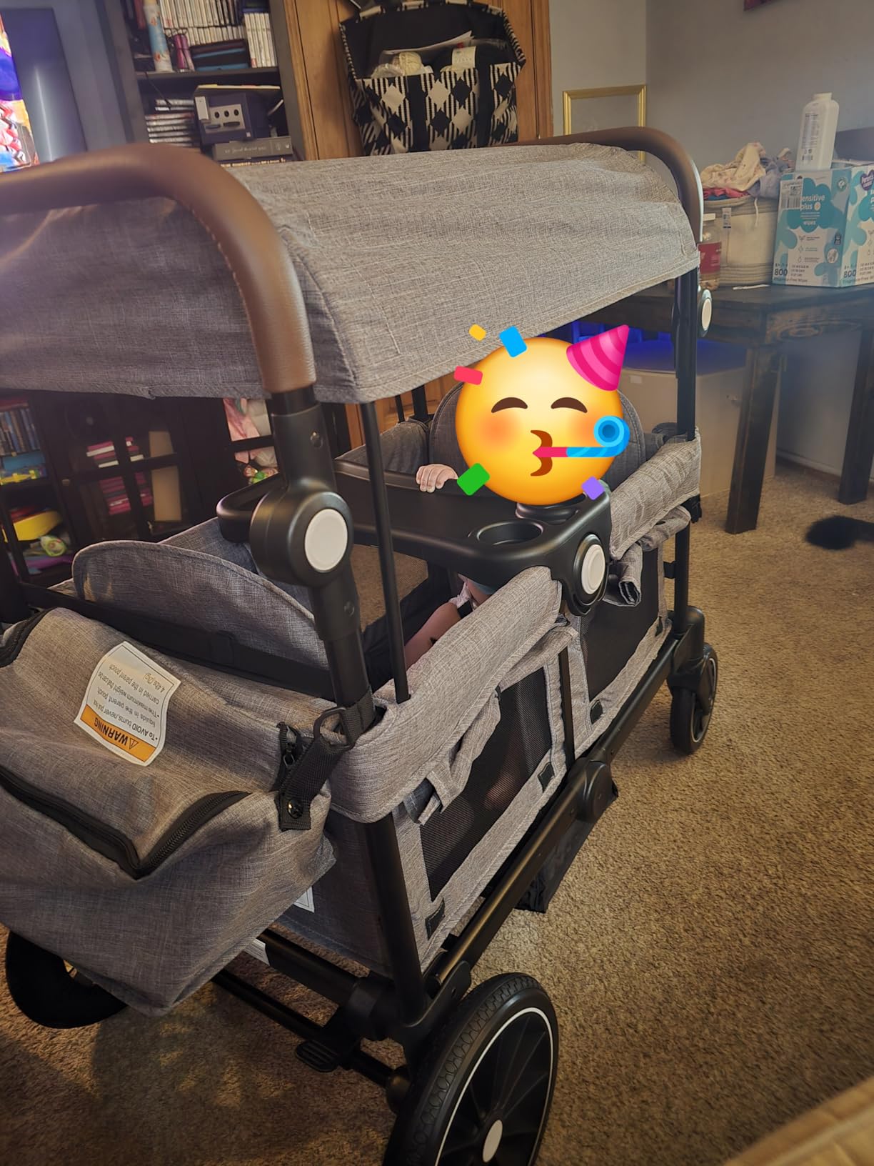 TODEFULL Foldable Wagon Stroller for 2 Kids, Stroller Wagon with Canopy | Kids Wagon Cart w/All Terrain Wheels, Adjustable Handle, Snack Tray, Harness, Large Storage, 2 Seater Toddler Wagon Stroller customer photo 1