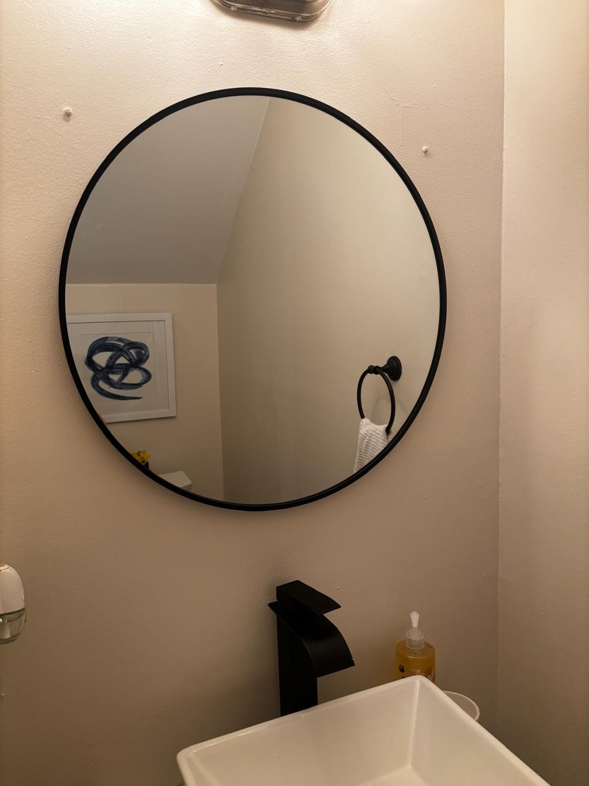 Round Mirror 30 inch, Circle Black Mirror, Matte Black Metal Frame | Large Circular Wall Mounted Mirrors for Bathroom, Bedroom, Entryway, Living Room, Hallway, Over Sink,Vanity,Wall Decor,Rustic customer photo 2