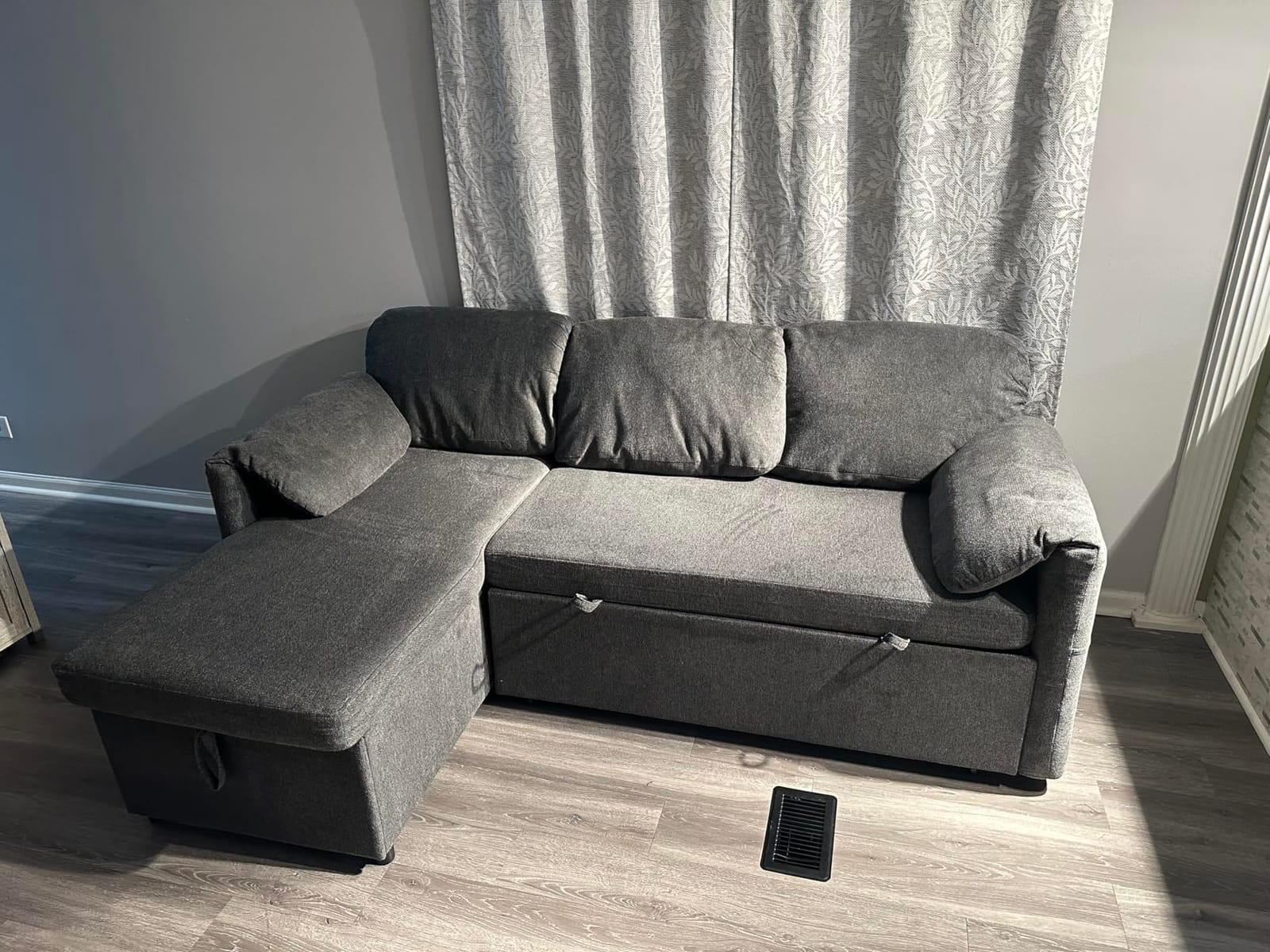 Tbfit 83'' Pull Out Sofa, 3 in 1 Sleeper Sofa Couch with USB & Storage Chaise, Comfy Sofa Bed with Pull Out Bed, Convertible Sleeper Sofas for Living Room, Small Spaces, Dark Gray customer photo 1