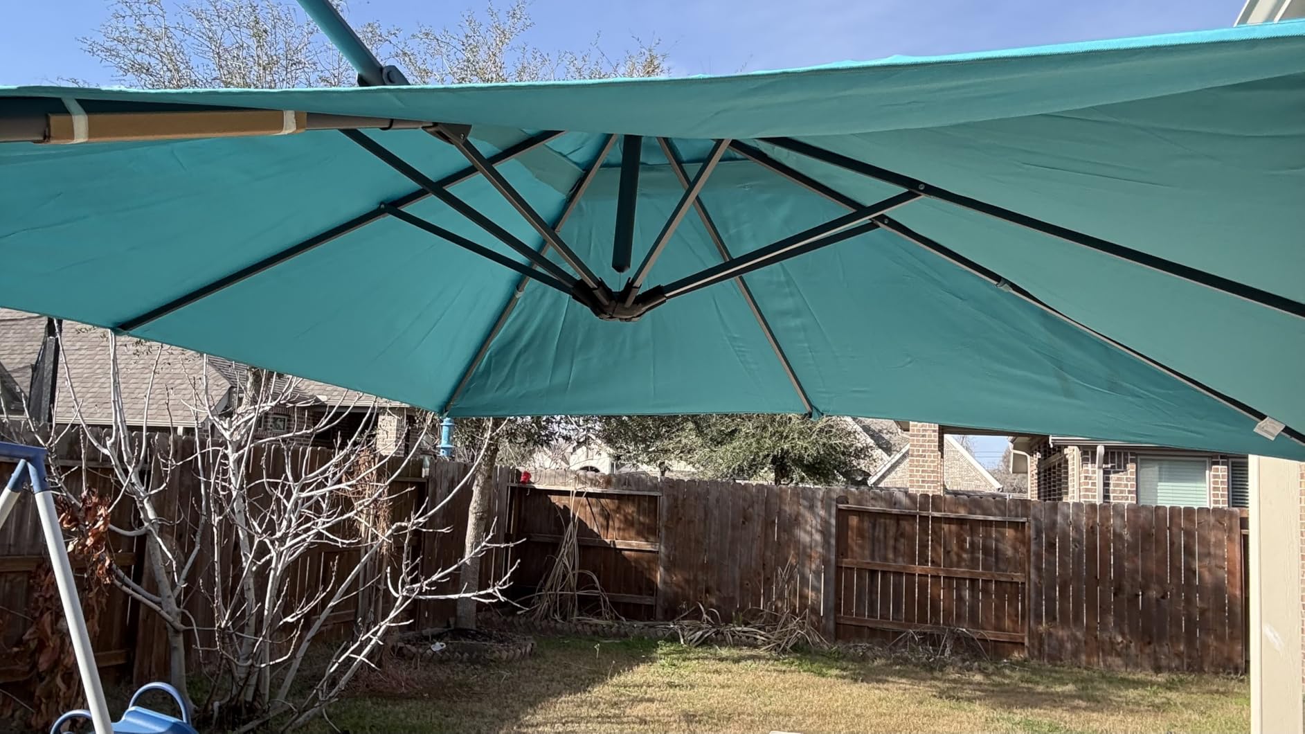 HOTEEL 10x10ft Patio Umbrella Cantilever Umbrella Double Top - Upgrade and Intensify - 360 Rotation and 5 Angles Adjustment - Aluminum Offset Pool Umbrella Outdoor Umbrellas for Patio Garden Deck Pool customer photo 2