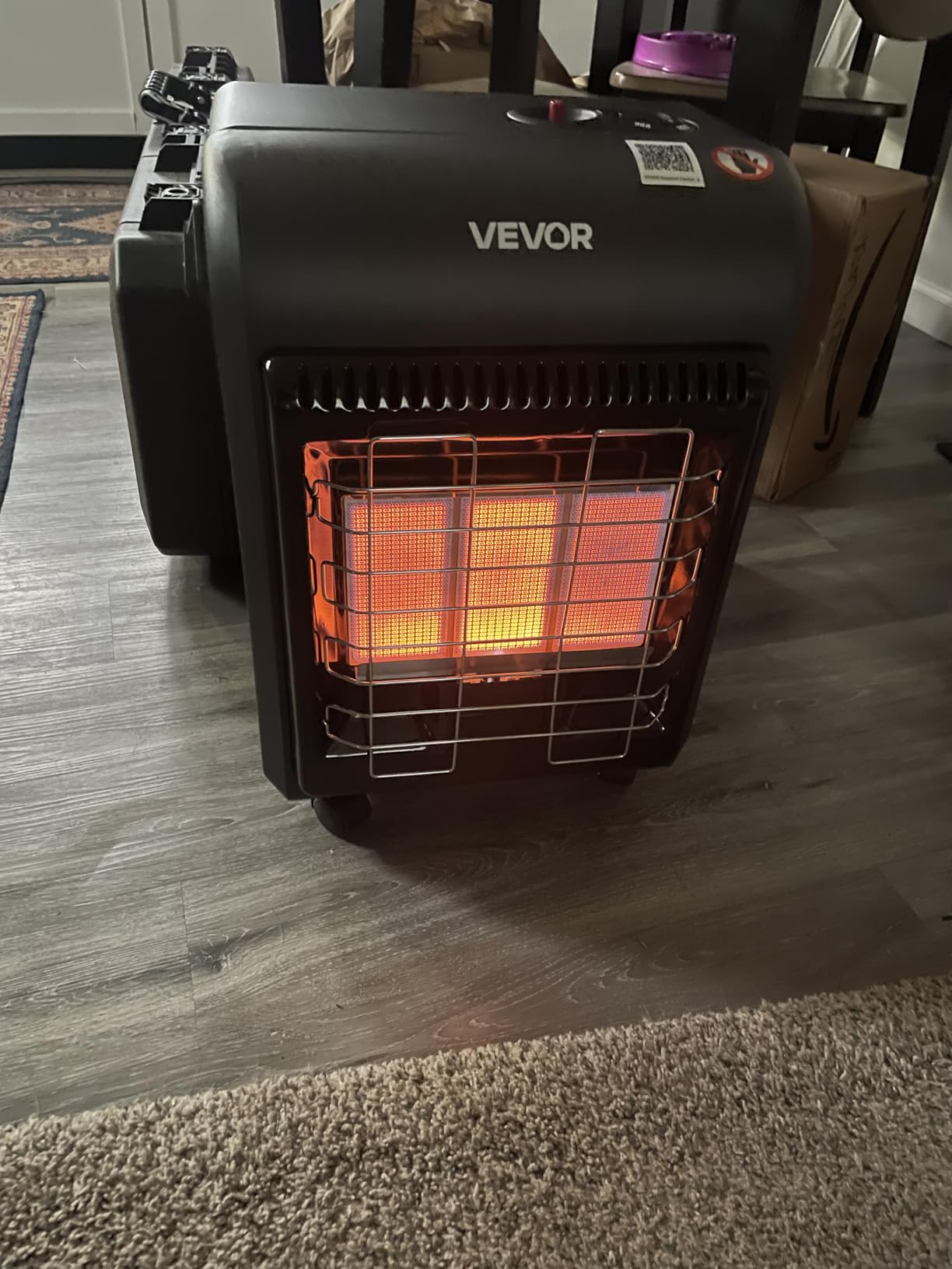VEVOR Propane Heater, 6000 to 18000 BTU Propane Cabinet Heater with 3 Modes Temp Settings & Tip-over Protection, Garage Radiator Heat up to 450 Sq.Ft, for Camping, Garage, Patio, Indoor/Outdoor customer photo 1