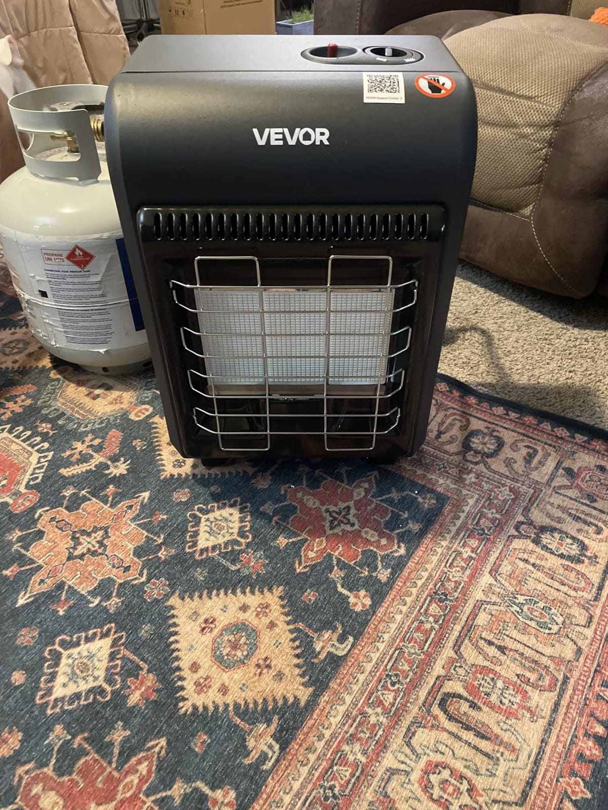 VEVOR Propane Heater, 6000 to 18000 BTU Propane Cabinet Heater with 3 Modes Temp Settings & Tip-over Protection, Garage Radiator Heat up to 450 Sq.Ft, for Camping, Garage, Patio, Indoor/Outdoor customer photo 2