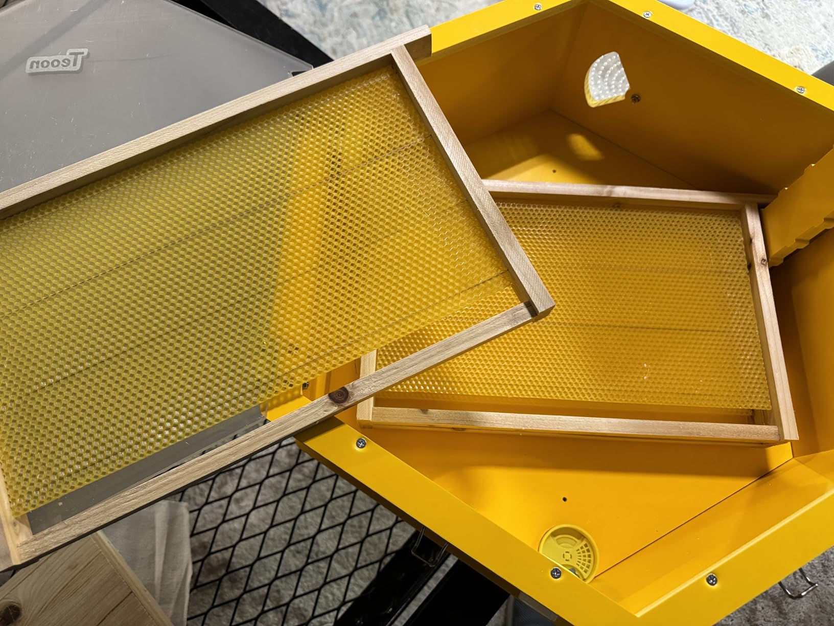 Observation Beehive Starter Kit with 3 Frames & 6 Honeycomb Trays, Wall-Mounted Hexagon Bee Hive with Acrylic Viewing Window, Medium Size for Indoor, Garden, or Educational Beekeeping customer photo 1