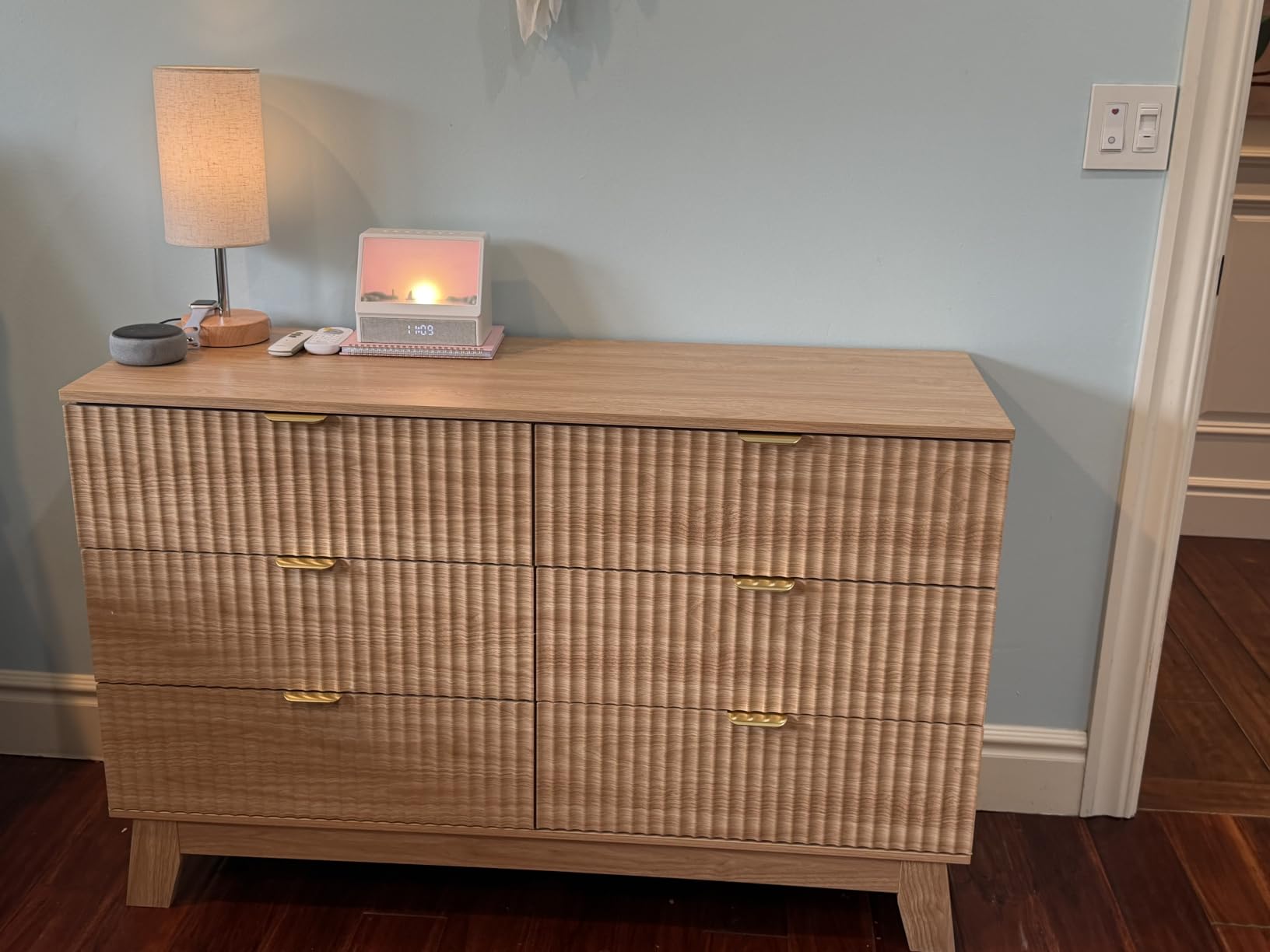 Fluted Dresser for Bedroom with 6 Drawers, 46