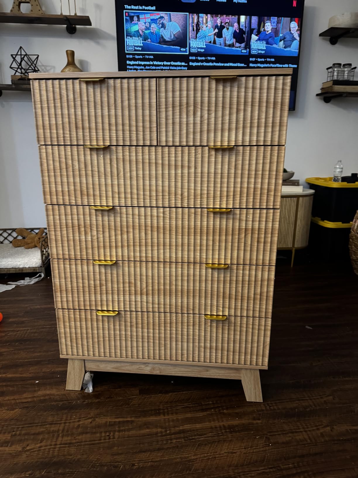 Fluted Dresser for Bedroom with 6 Drawers, 46