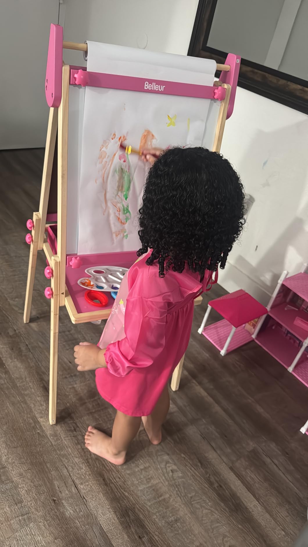 Belleur All-in-One Art Easel for Kids, Adjustable Double Sided Easel for Toddlers with Magnetic Whiteboard & Dry-Erase Chalk Board & Paper Roll, Child Painting Easel for Kid 2-8 Birthday Gift - Blue customer photo 2