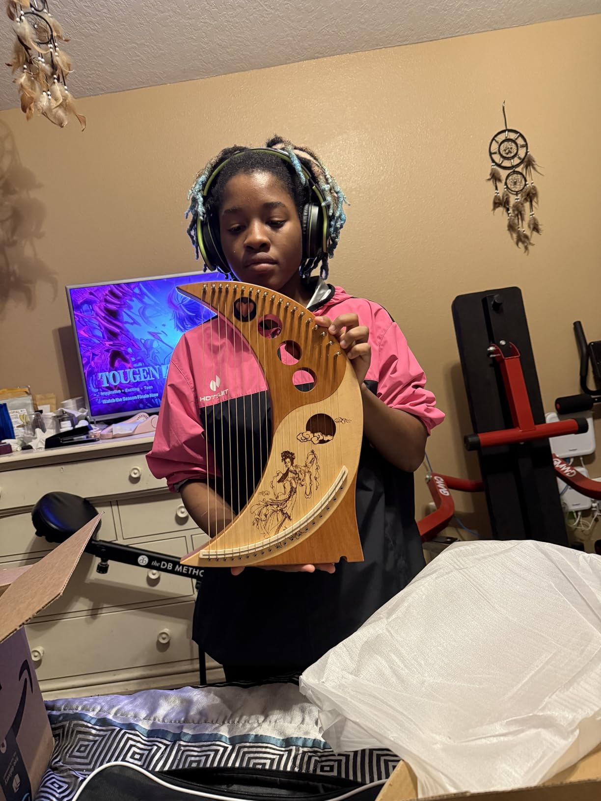 19-String Lyre Harp Kit - Ergonomic Lap Harp Instrument | Comes with Tuner and Picks, Classic Portable Wooden Stringed Musical Instrument customer photo 1