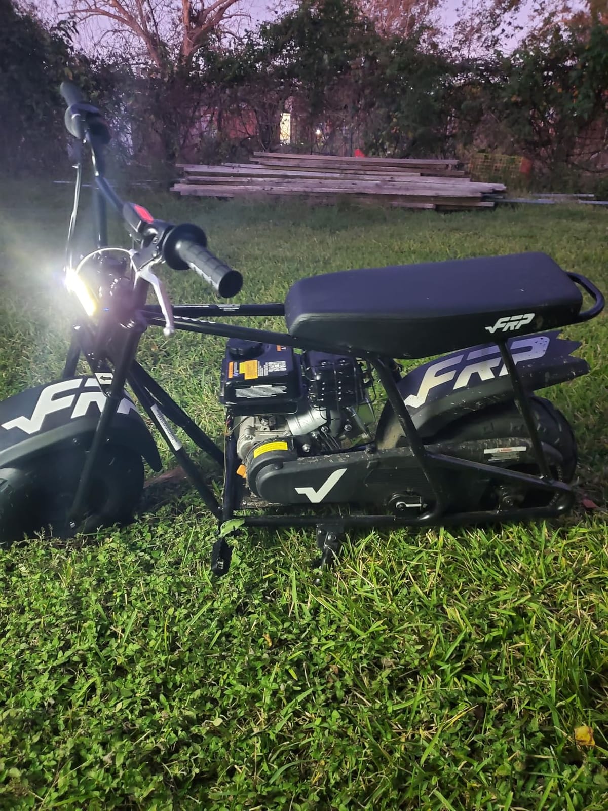 FRP GMB100 Basic Mini Bike 99cc 4-Stroke Off Road for Teens Adults 220 LBS | 3HP EPA-Approved Engine, Up To 28 Mph, Rear Disc Brake, 145/70-6 SUNF Tires, Pull-Start, 85% Assembled, Black customer photo 1