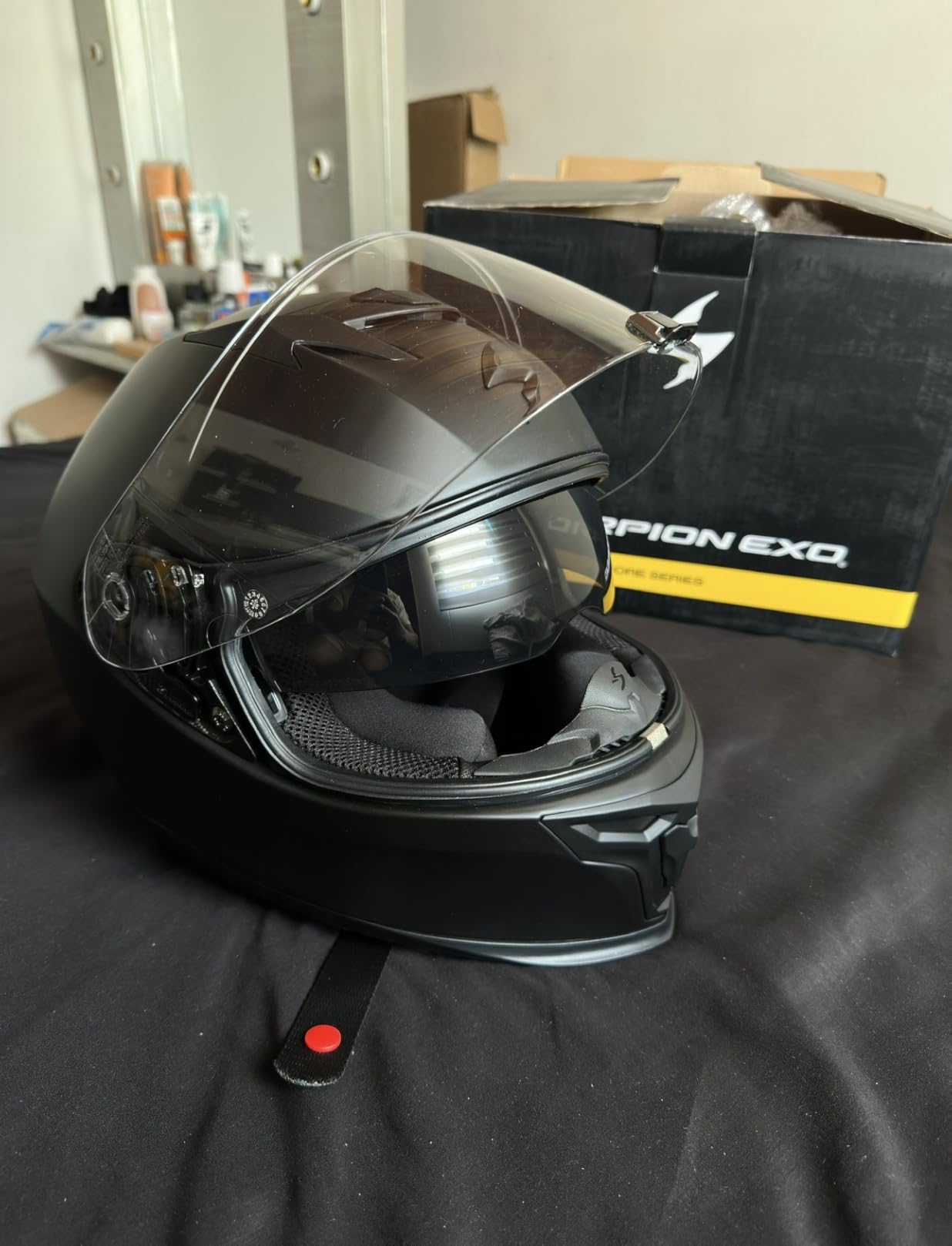 ScorpionEXO T520 Full Face Touring Motorcycle Helmet with Bluetooth Ready Speaker Pockets DOT ECE Approved Nama-Shimi (Black/Gold - X-Large) customer photo 2