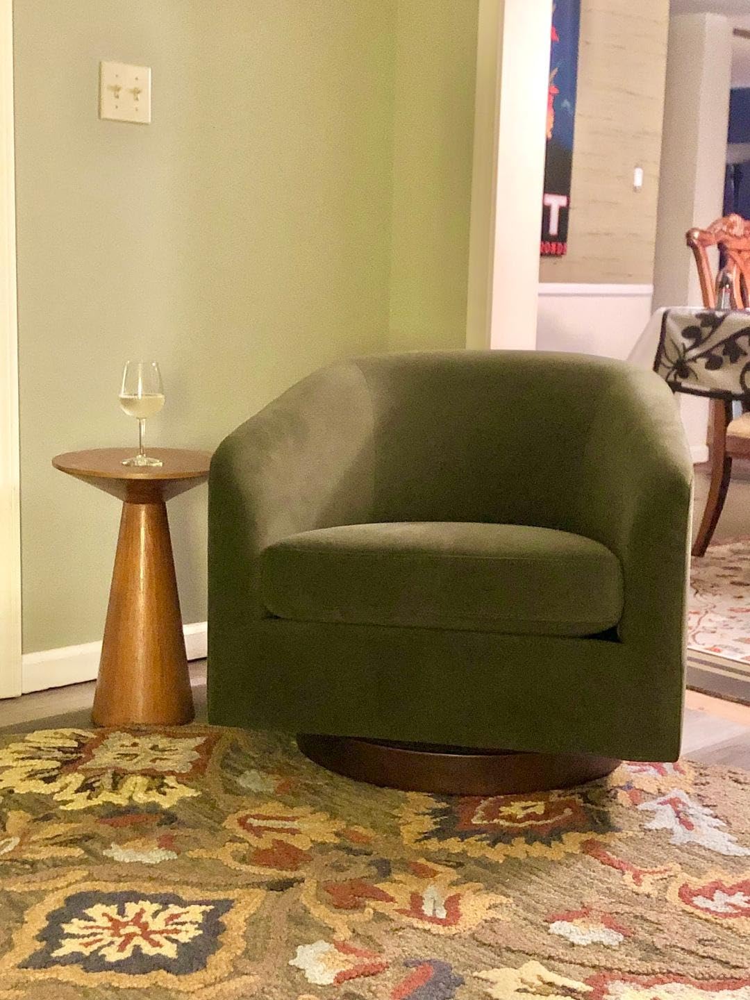 CHITA Swivel Accent Chair Set of 2, FSC Wood Frame, Fully Assembled, Cream, Fabric Barrel Arm Chair with 360-Degree Swivel Solid Wood Base customer photo 1