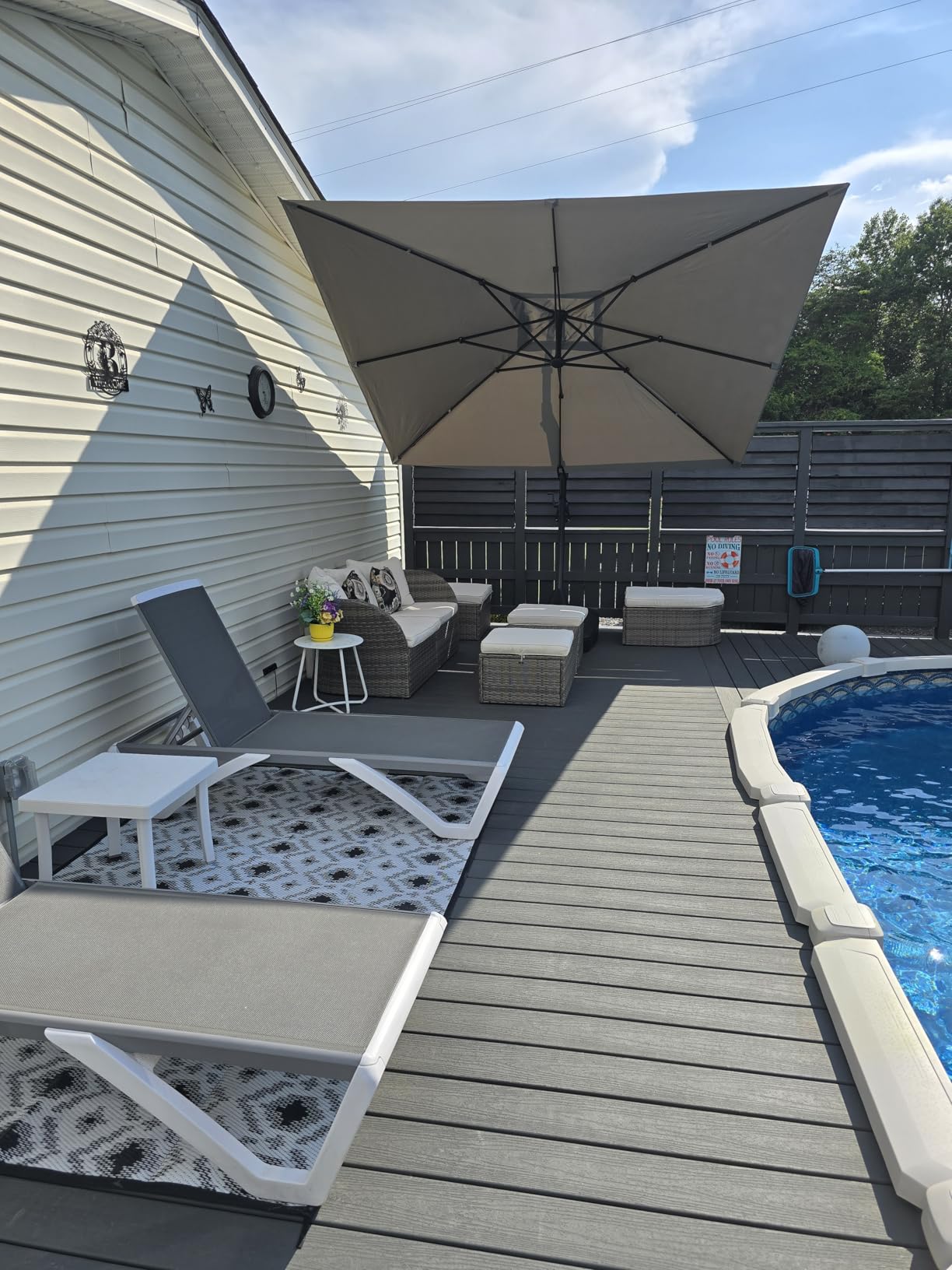 Grand patio 10x13 FT Large Cantilever Umbrella with Base & Cover, Champagne | 10x13 FT Outdoor Hanging Offset Umbrella, Aluminum Pole, Tilt Adjustment, Ideal for Patio, Garden, Deck, Backyard & Pool customer photo 1