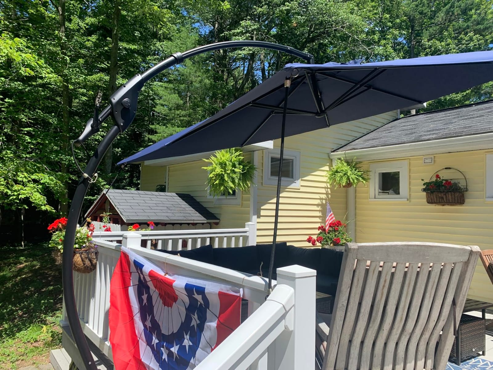 Grand patio 10x13 FT Large Cantilever Umbrella with Base & Cover, Champagne | 10x13 FT Outdoor Hanging Offset Umbrella, Aluminum Pole, Tilt Adjustment, Ideal for Patio, Garden, Deck, Backyard & Pool customer photo 2