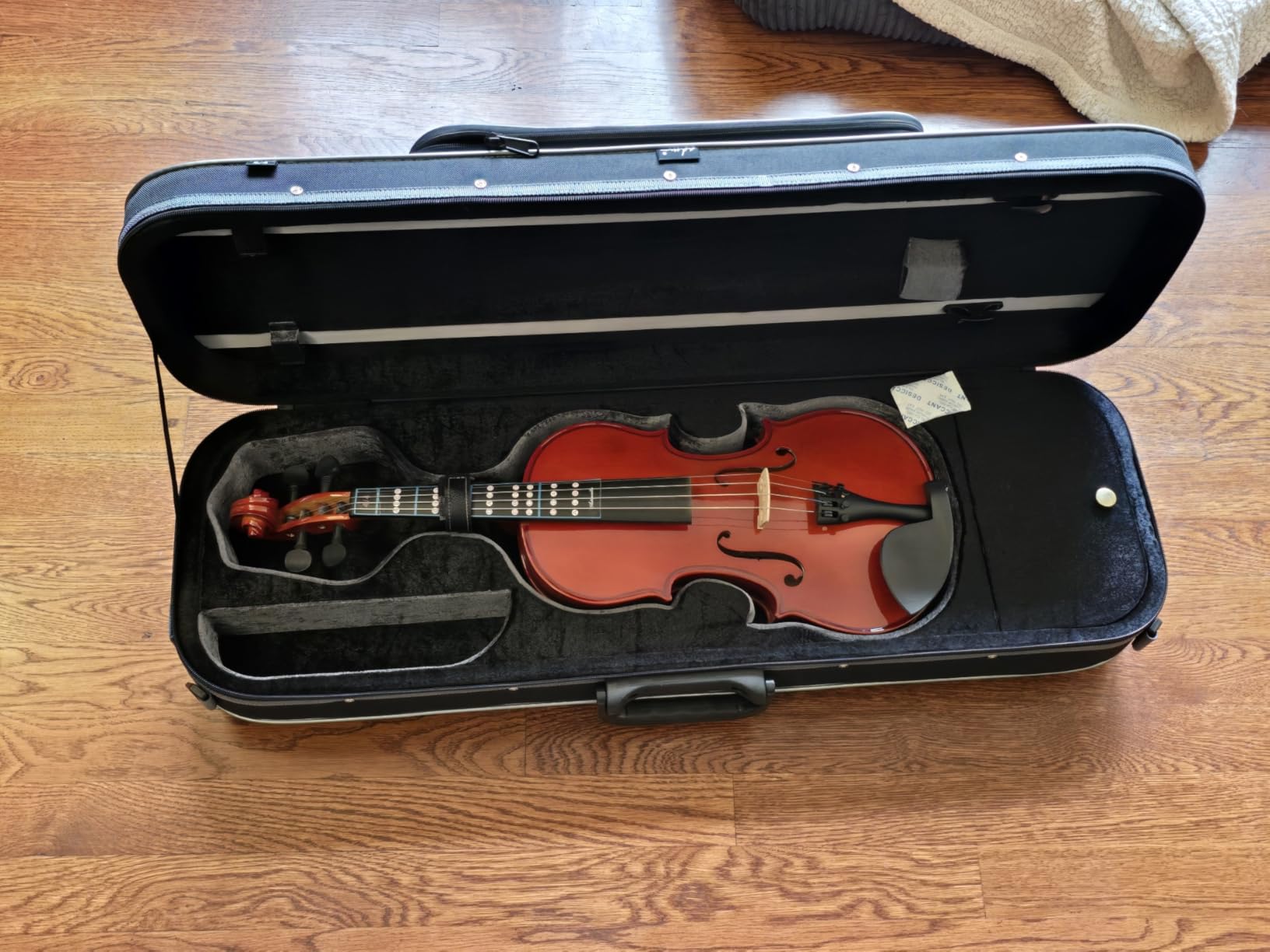 adm Violin Case 4/4 Full Size Sturdy Oblong Violin Hard Case Super Lightweight Portable Hard-Shell with Carrying Straps Travel Carrying Bag for Beginners, Black customer photo 2