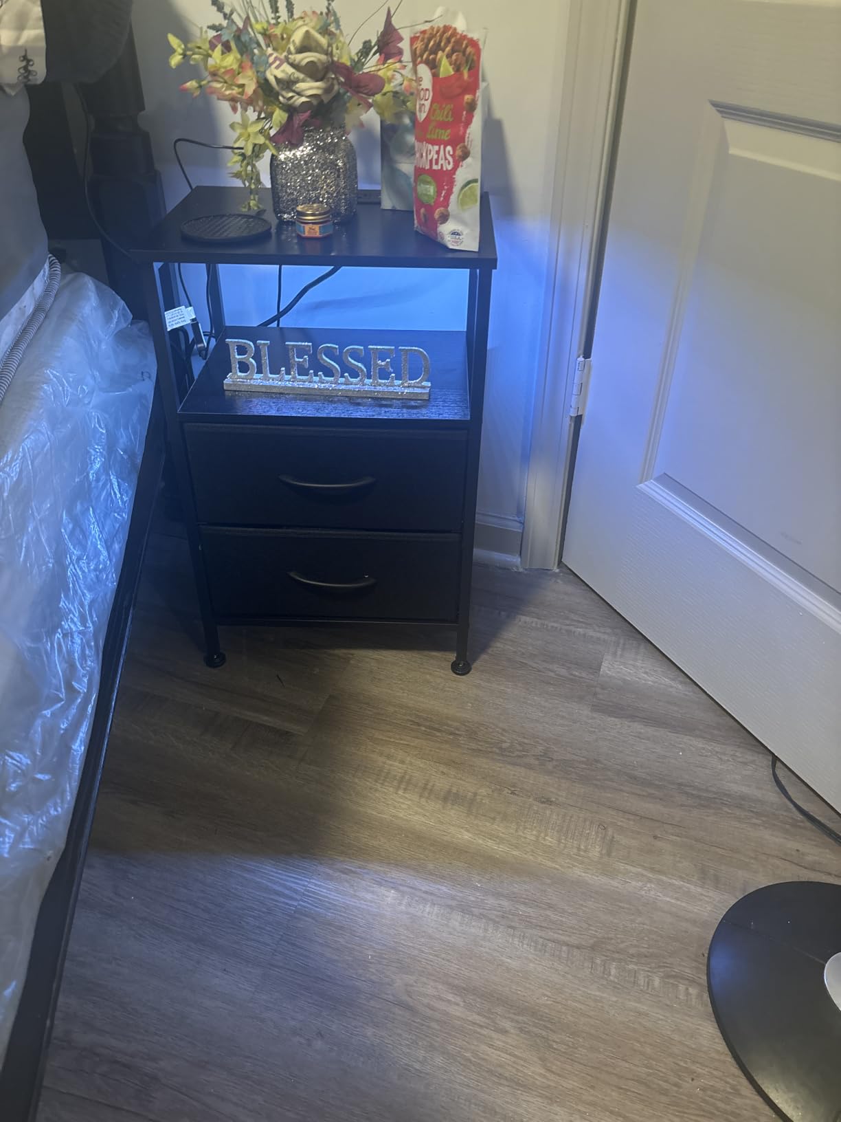 SONGMICS BELLAH Collection - Nightstand with Charging Station and App-Controlled Adjustable LED Lights, Bed Side Table, 2 Drawers and 1 Open Shelf, Modern, Ink Black and Ebony Black ULGS302BH01S customer photo 2