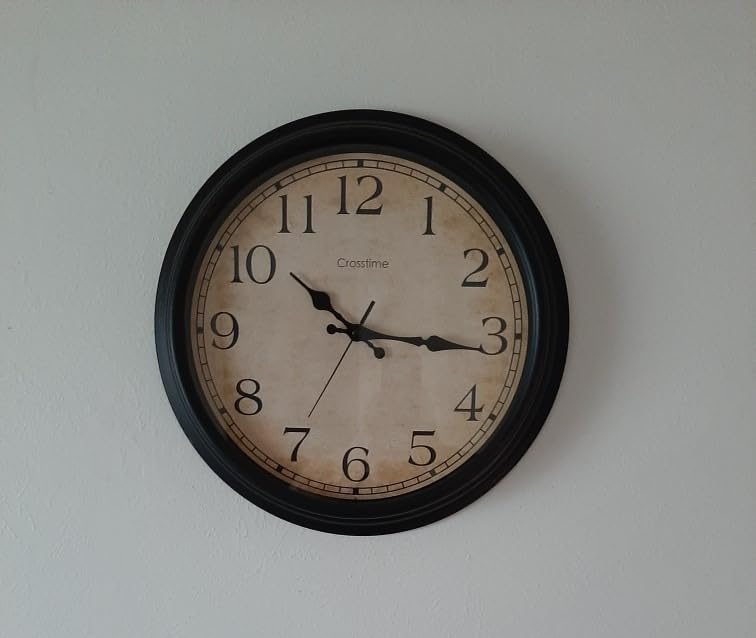 Crosstime 24 Inch Wall Clock Battery Operated Silent Round Vintage Large Wall Clocks for Living Room Farmhouse Decor, Black-Brown customer photo 2