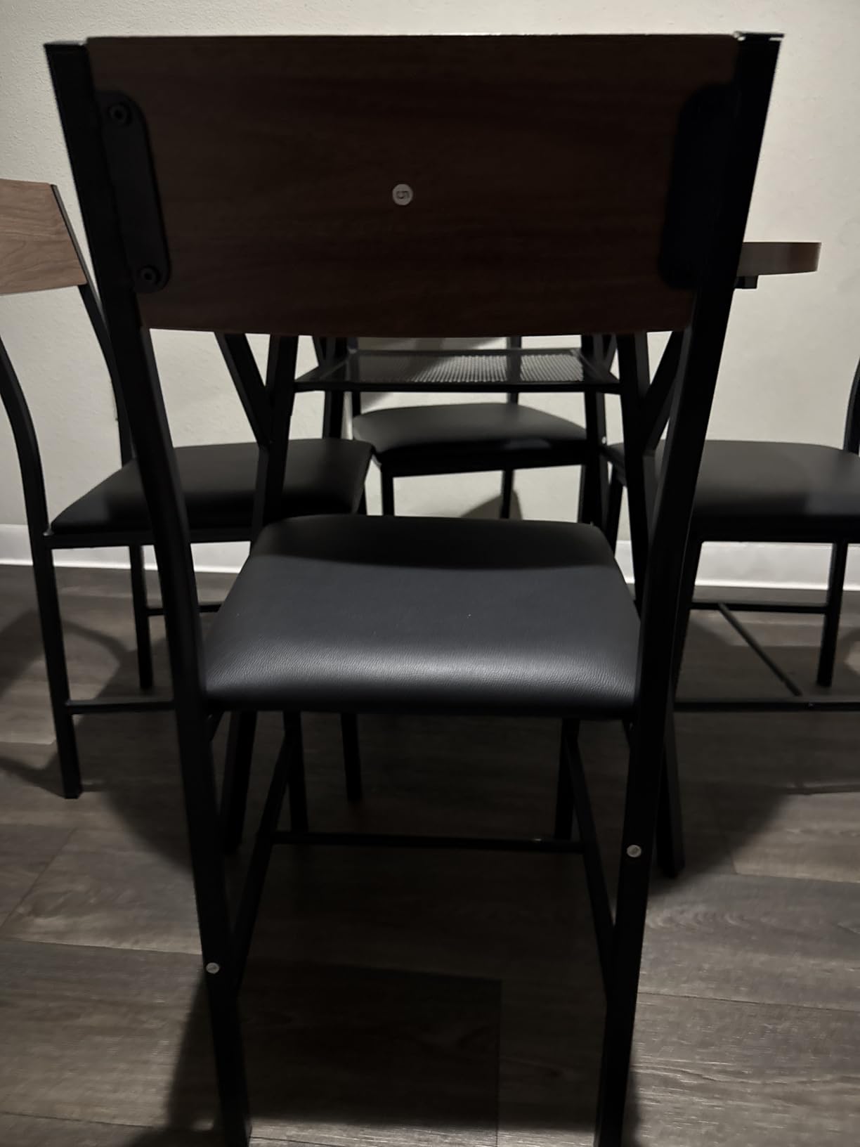 Pamapic Round Dining Table Set for 4, Kitchen Table and Chairs for 4, Dining Room Circle Dinner Pedestal Table, Solid Metal Frame,Space Saving Wood Small Kitchen & Dining Room Furniture,Walnut customer photo 2