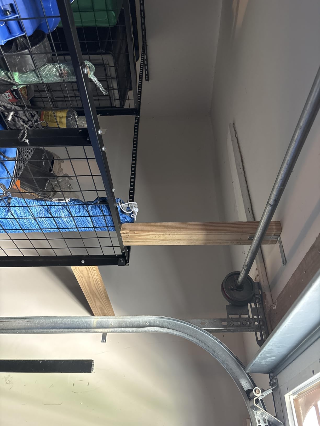 FLEXIMOUNTS 4x8 2-Tier Overhead Ceiling Garage Storage Rack, Black | Heavy-duty metal, 1000 lb capacity, Adjustable height, Double-layer storage, 9-15 ft garage, Organization system customer photo 1