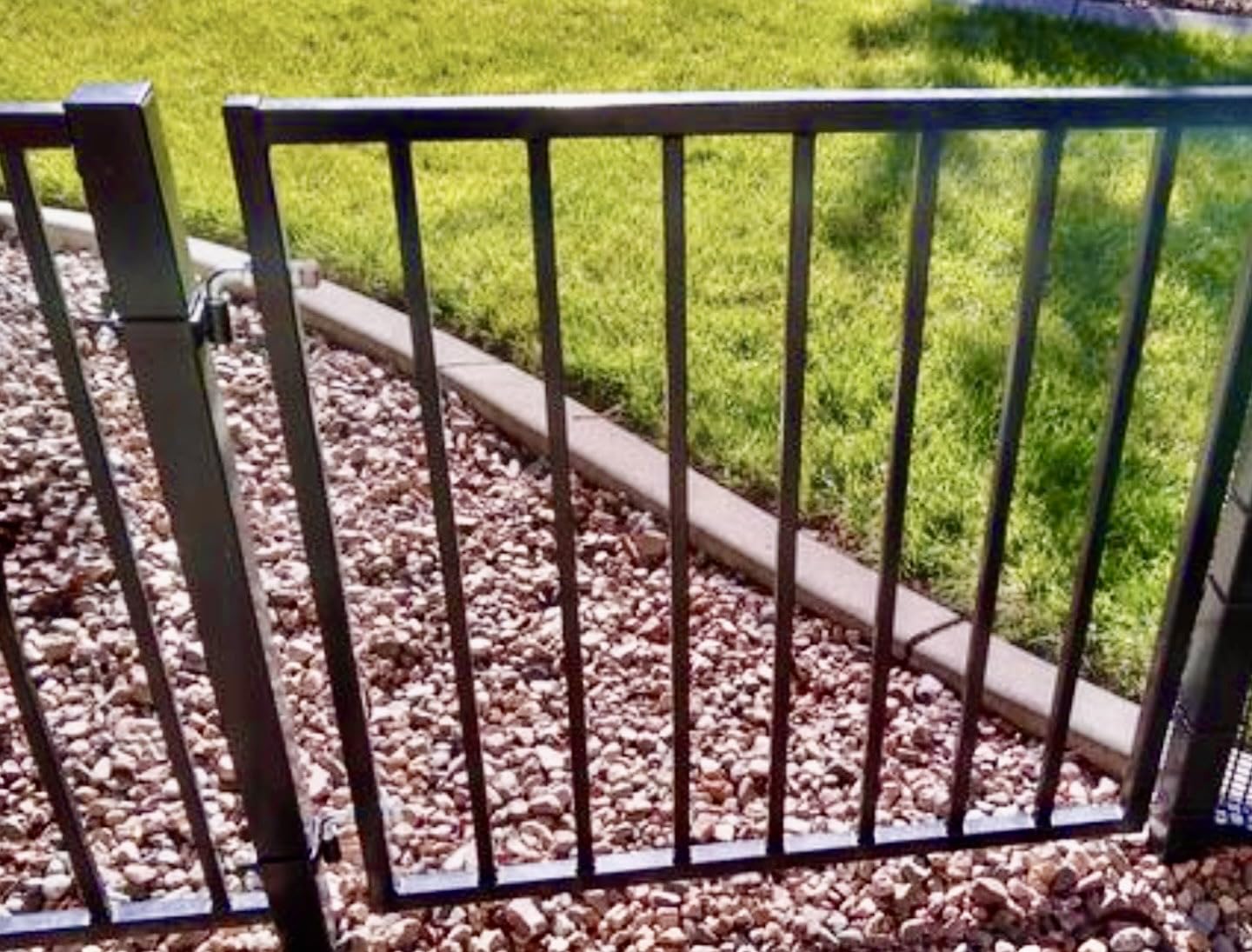 32''H Fence Gate for 36''H Deck, Heavy-Duty Steel, Black | Cuttable up to 48in wide, hinges & latch included, easy install for residential yards & patios customer photo 1