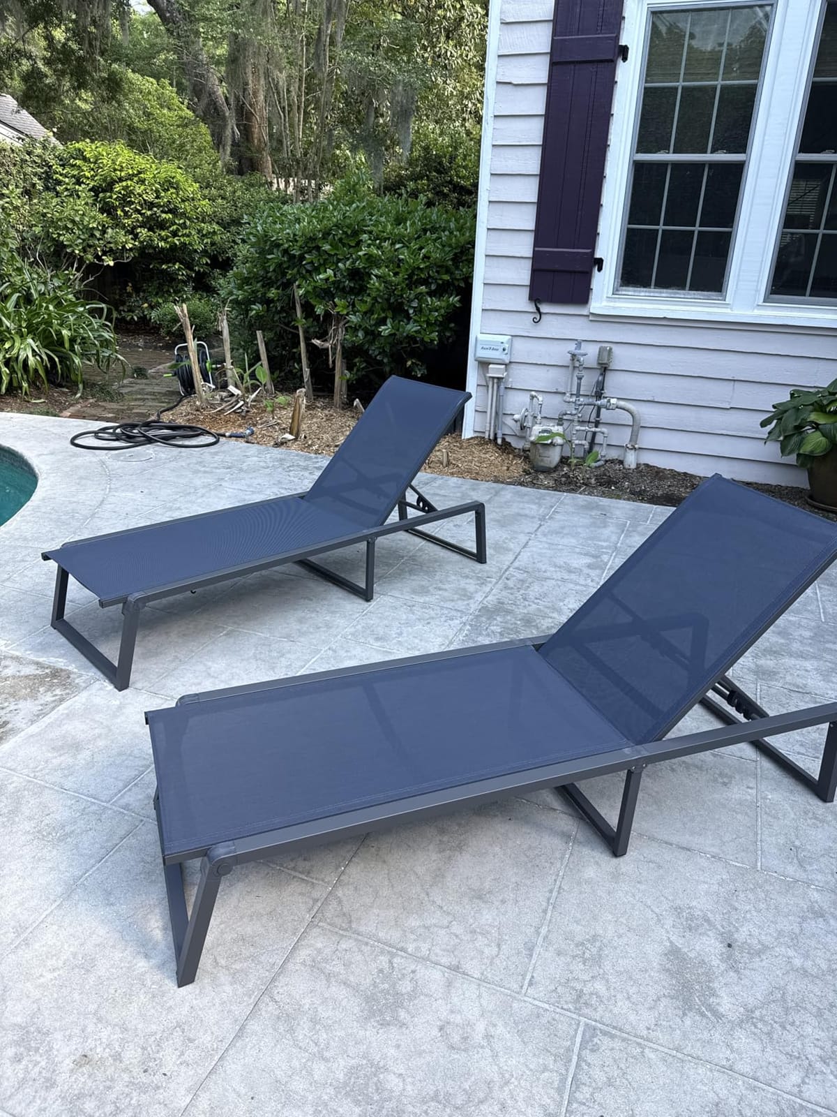 Aluminum Chaise Lounge Chair Outdoor, Foldable & No Assembly Patio Pool Lounge Chairs 5-Position Recliner for Outside, Fully Grounded Legs Sun Lounger for Poolside, Khaki customer photo 2