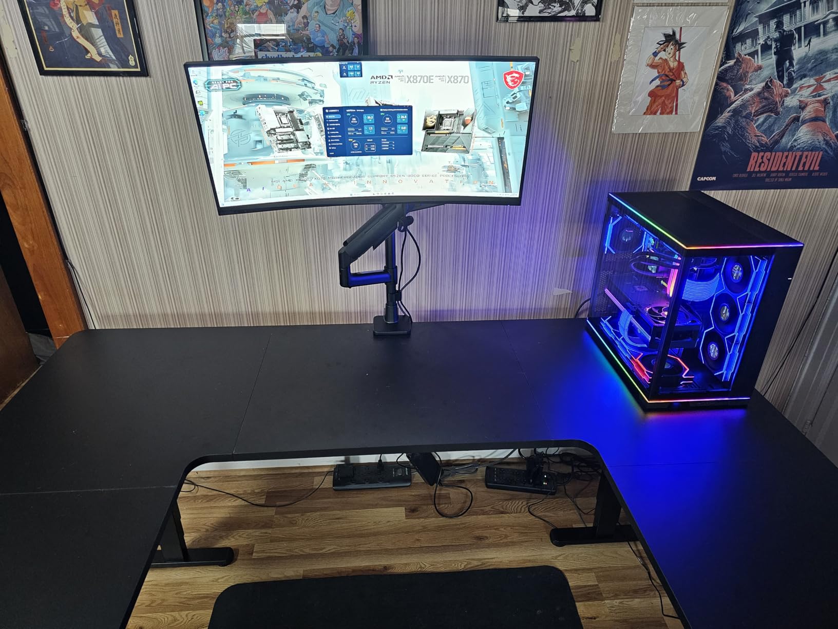 VIVO Rustic Vintage Brown U-Shaped 83 x 60 in Standing Desk, DESK-E4UBN customer photo 2