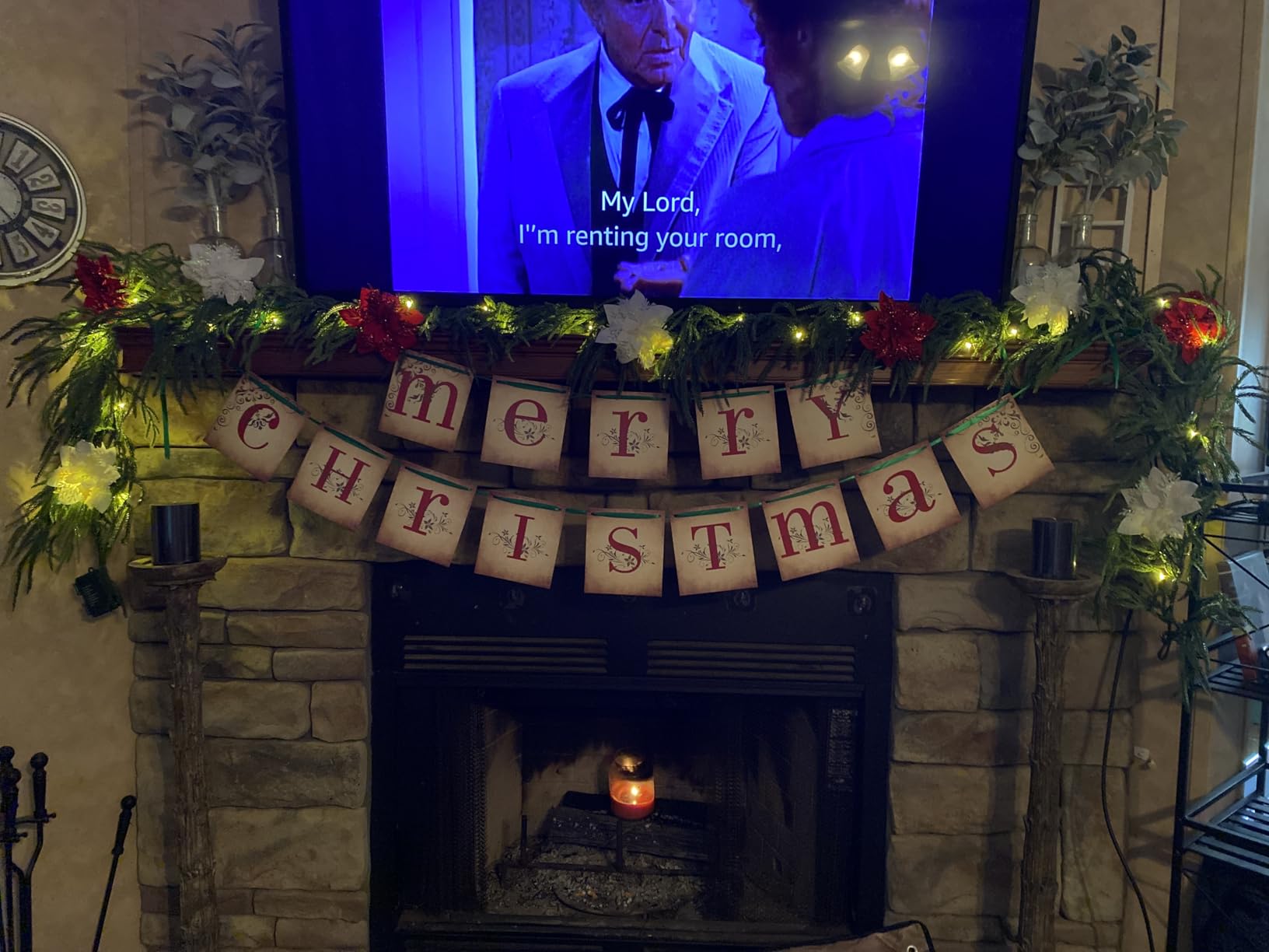 Christmas Garland with Lights for Mantle - 9FT Norfolk Pine Garland Pre-Lit Battery Operated Garlands, Real Touch Artificial Faux Greenery Garland for Fireplace, Table, Stairs & Christmas Decorations customer photo 2