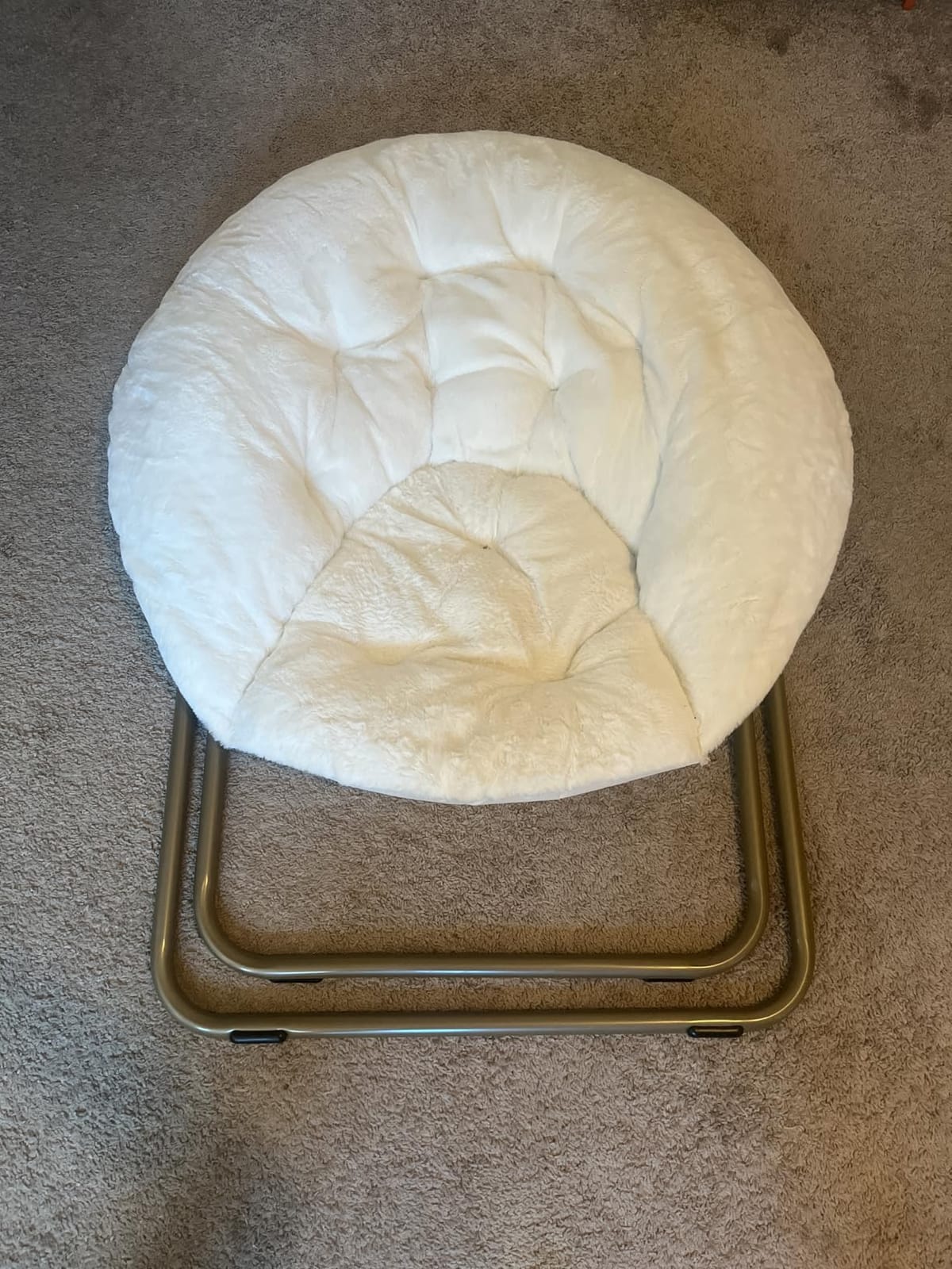 Sweetcrispy Saucer Chairs, Comfy Folding Cozy Faux Fur Living Room Reading Lounge Chair with Soft Thick Padded Seat & Metal Frame Modern Style Bedroom Home Dorm for Kids Adults, X-Large - Cream customer photo 1