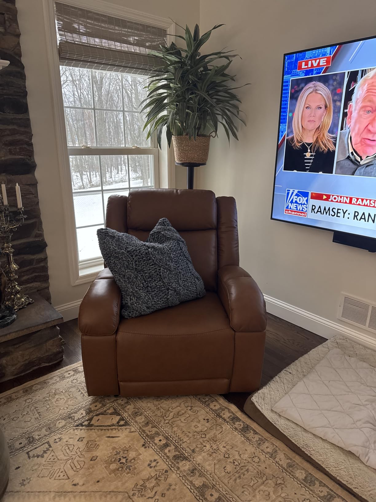 Watson & Whitely Oversized Genuine Leather Power Recliner Chair, Dark Brown | Wall Hugger Recliner for Big and Tall, Power Headrest, Charging Ports, Extra-Large Reclining Sofa for Living Rooms customer photo 1