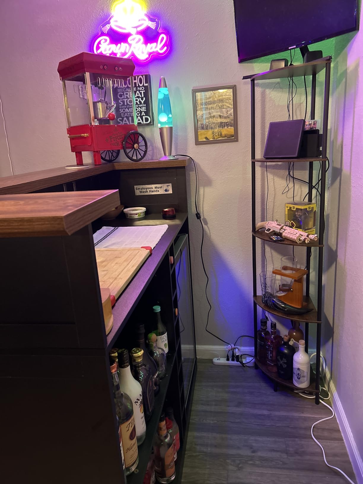 GDLF L-Shaped Home Bar Cabinet with Fridge Space, Oversized Basement Bar | Basement & Man Cave Bar, Seats 5+ Guests, Premium Wood-Grain Finish, Sculpted Edge Details, Fridge Space & Wine Storage customer photo 1