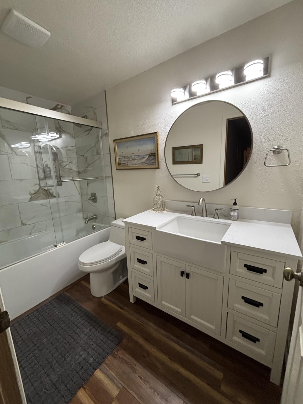 60 Inch Bathroom Vanity Double Sink, Fully Assembled Solid Wood Frame Double Sink Bathroom Vanity with Soft Closing Doors & Full Extension Dovetail Drawers, Quartz Top, Steel Blue customer photo 1
