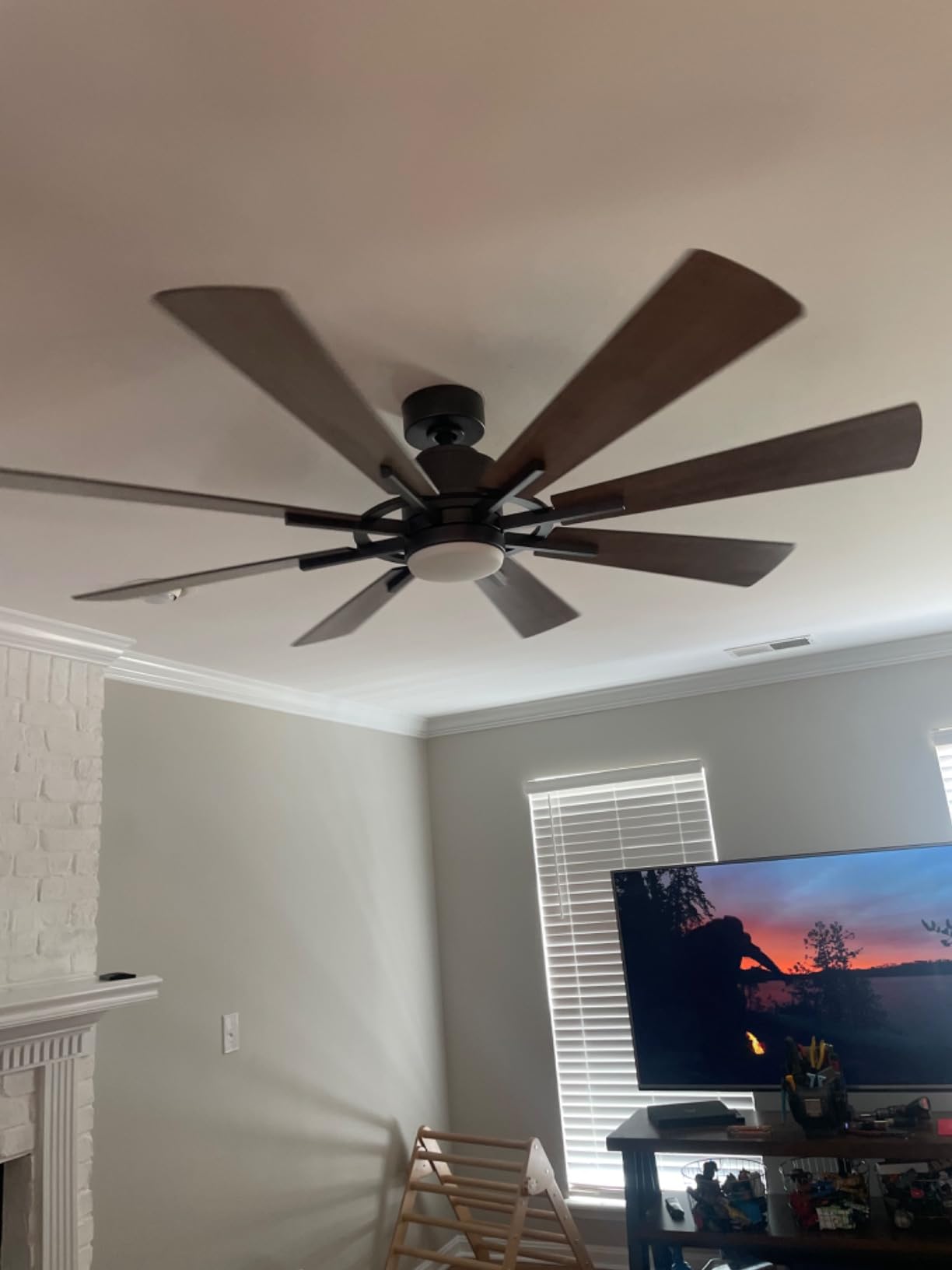 100 Inch Large Ceiling Fans with Lights and Remote, Indoor Outdoor Big Fans | Dimmable LED & 3CCT, Quiet Reversible DC Motor, Lighting & Ceiling Fans for Patio Shop Garage Living Room Commercial Spaces customer photo 1