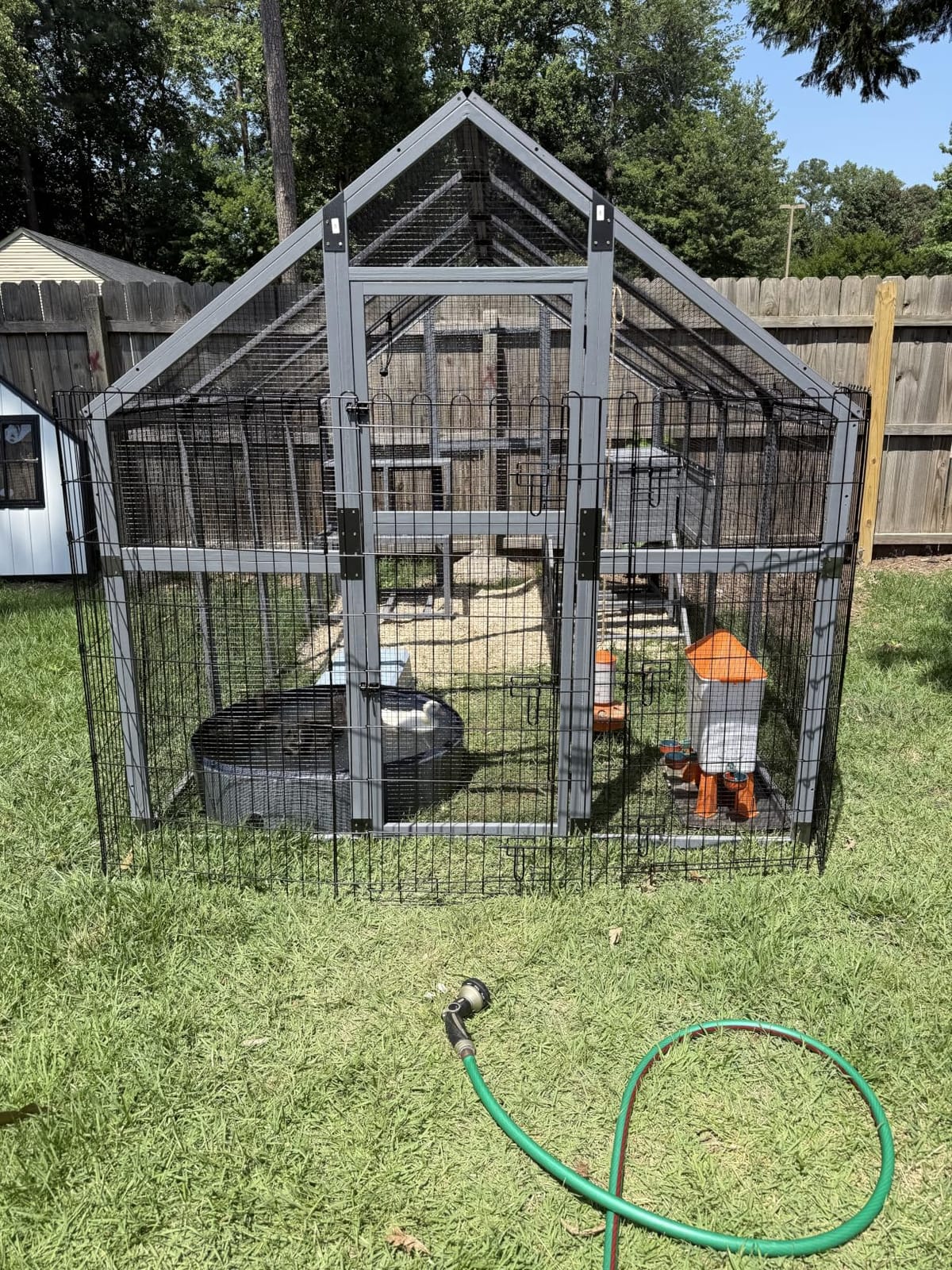 COZIWOW Chicken Coop with Full Waterproof Cover, 9' Extra Large House, Gray | Wooden walk-in poultry run for 10-15 chickens, Features 4 nesting boxes & roosting bars, Ideal for outdoor backyard or farm customer photo 1