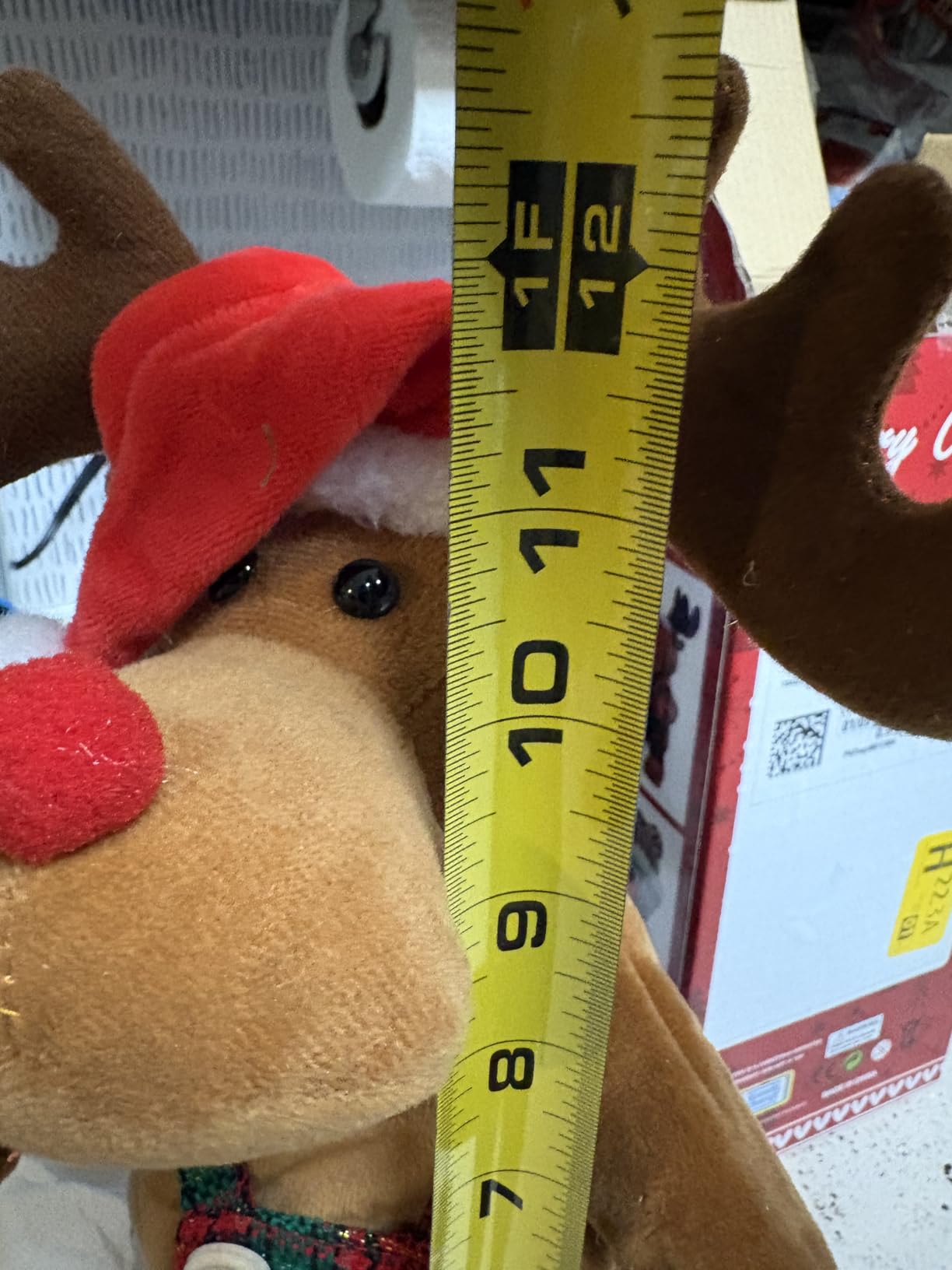 Singing Dancing Christmas Reindeer Plush Toy - Animated Musical Rudolph Red Nosed Reindeer with Music Festive Overalls customer photo 2