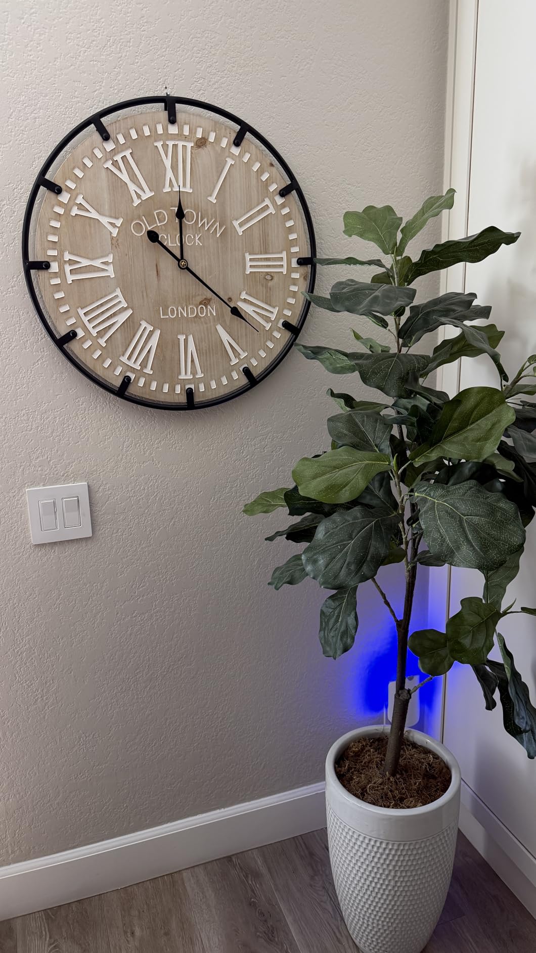 Vantic Farmhouse 30 Inch Wood Roman Large Wall Clock with Metal Circle | Oversized Wood Decorative Wall Clock with Large Roman Numeral for Living Room/Bedrooms/Offices, Silent and Battery Operated customer photo 1