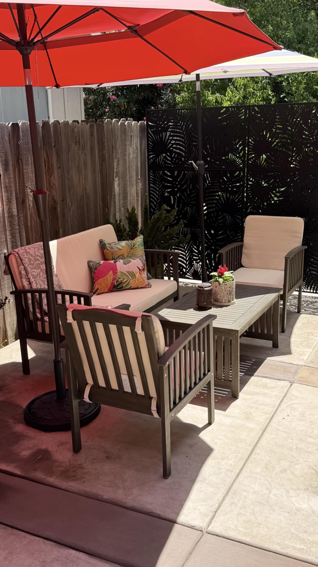 Metal Privacy Screen Outdoor - 72in Decorative Laser Cut Steel Garden Divider Panel with Tropical Leaf Design, Weatherproof Freestanding Modern Privacy Fence for Patio, Deck, Backyard & Balcony customer photo 2