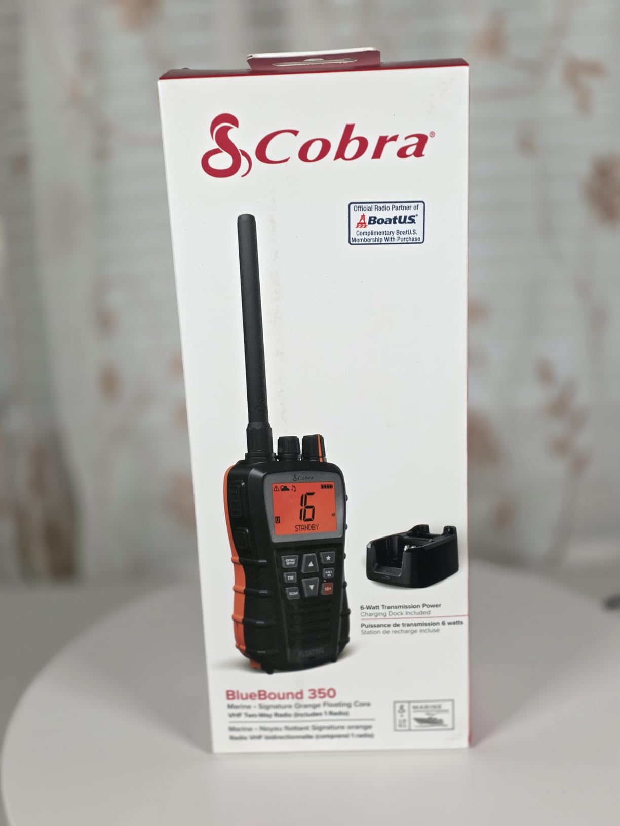 Cobra BlueBound 350 VHF Handheld Marine Radio, Black - 6-Watt, Floats, IPX7 Waterproof, USB-C, NOAA Weather Alerts customer photo 1