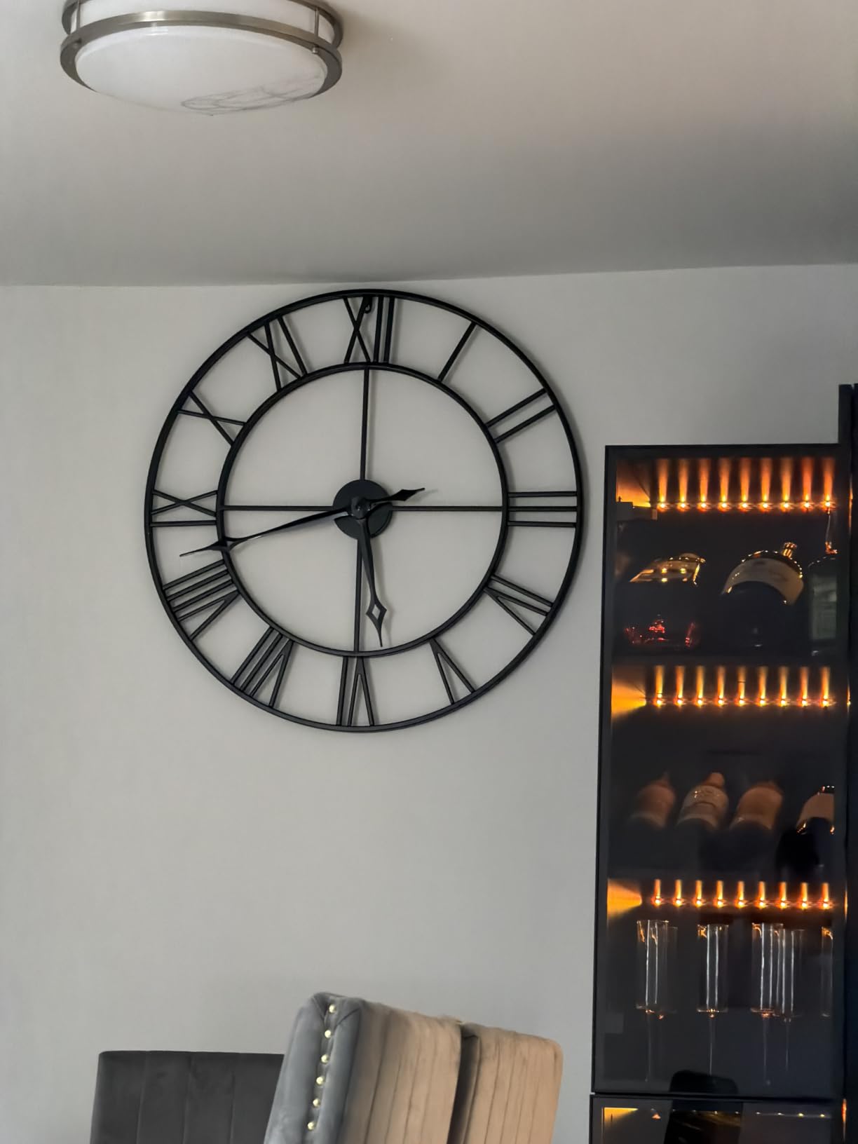 CLXEAST Oversized 30 Inch Wall Clock for Living Room, Arabic Numeral | Battery Operated, Black Metal Wall Clock for Dinning Room,Entryway,Home Office & Fireplace Decor customer photo 2
