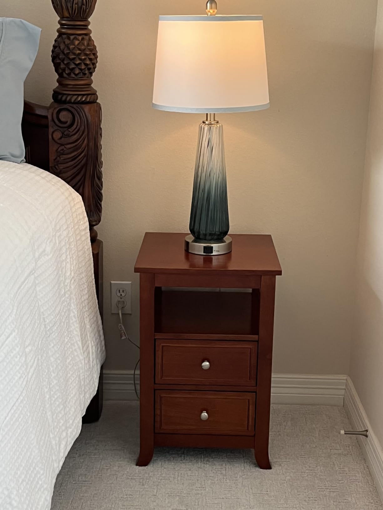 QiMH Glass Table Lamps for Living Room, Modern Bedside Lamps for Bedrooms, 27.5