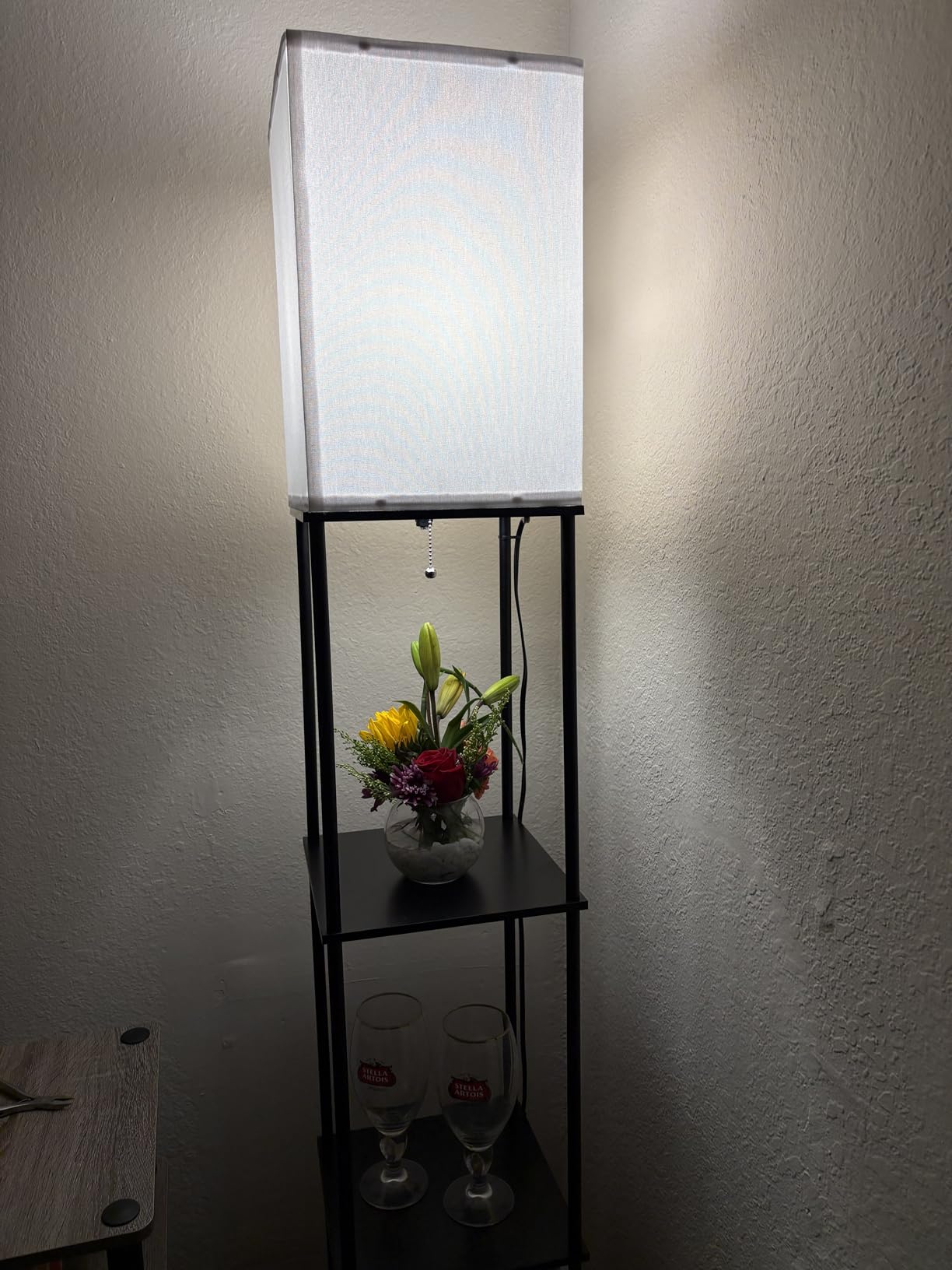 Floor Lamp with Shelves, 3-Tier Modern Square Bookshelf Standing Lamp Black | 3 Color Temperature Bulb Included, Pull Chain Tall Lamp for Living Room Bedroom Corner Office Apartment Decor customer photo 2