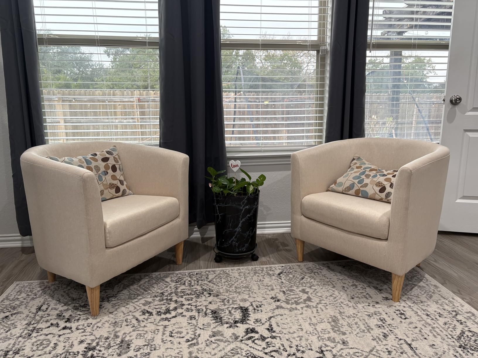 Accent Barrel Chair, Living Room Chairs with Armrest and Soft Padded, White, Wood Frame, Removable Cushion, Tool-Free Assembly, Modern Comfy Small Reading Chair for Bedroom Reception Room Cafe customer photo 2