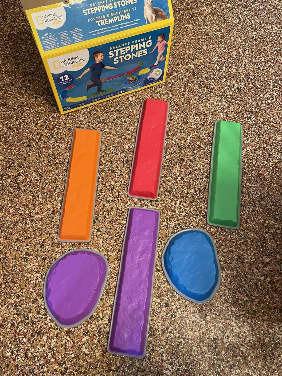National Geographic Kids 12-Piece Balance Stepping Stones and Beams | 4 Stones, 8 Balance Beams, Foam Dice, Non-Slip Bases, Indoor Outdoor Obstacle Course, Gross Motor Skills, Play & Learn Cards customer photo 1