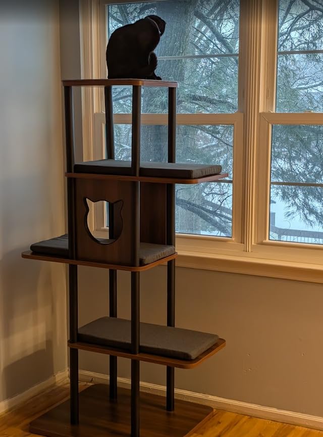 Modern Large Cat Tree, No Wobble, No Tiny Platform for Big Cats | 60 lb Heavy-Duty Frame, 25.6