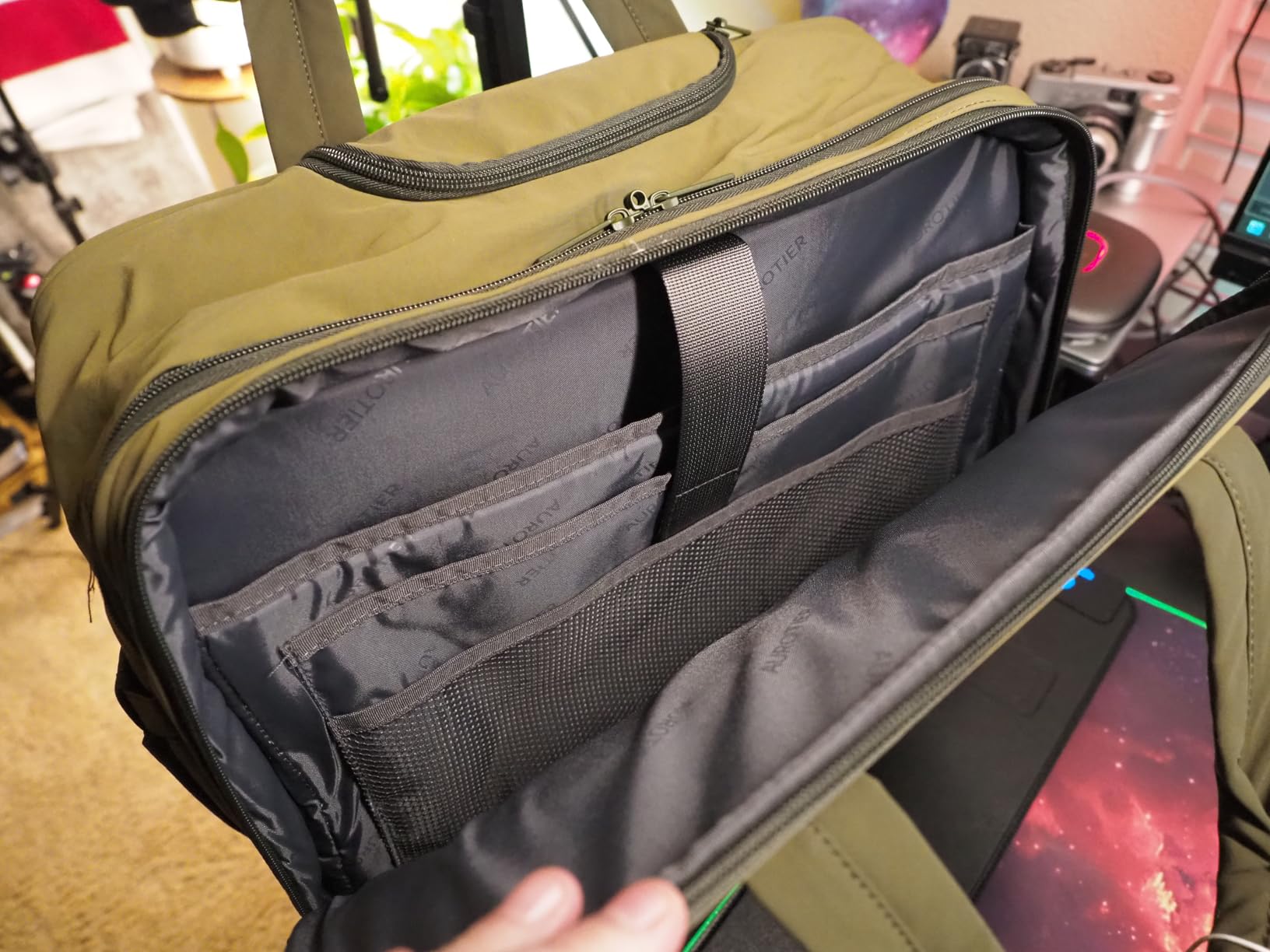 Rolling Puffer Laptop Bag, Rolling Briefcase for Women, Wheeled 16 Inch Computer Bag, Water Resistant Stylish Overnight Underseat Carry On Luggage with Wheels for Work Travel Business, Beige Brown customer photo 2