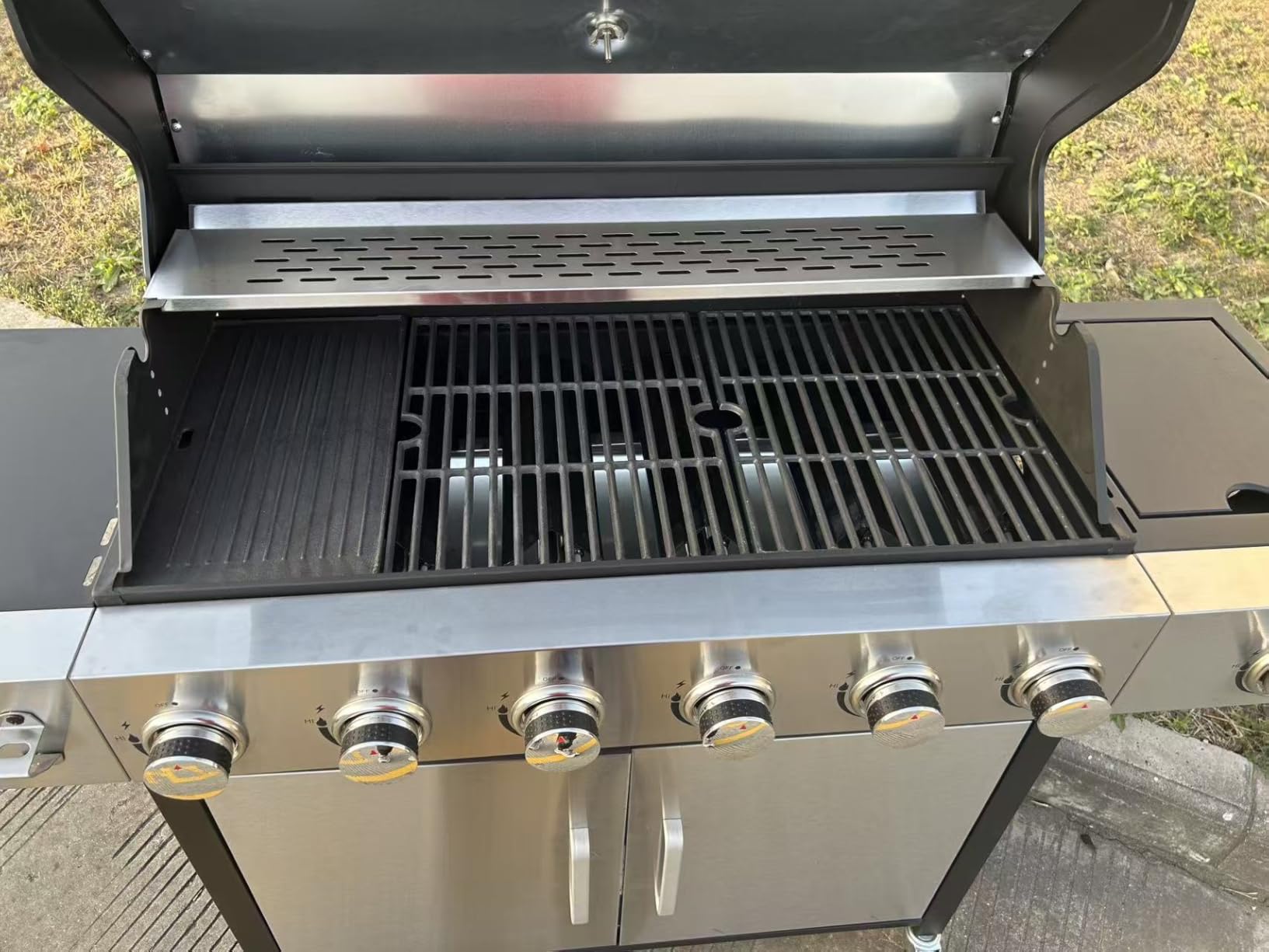 6 Burner Propane Gas Grill with Side Burner, Cast Iron Grates & Griddle Combo, Large Cabinet BBQ with Warming Rack for Backyard Patio, 620 SQ. IN. Cooking Area customer photo 2