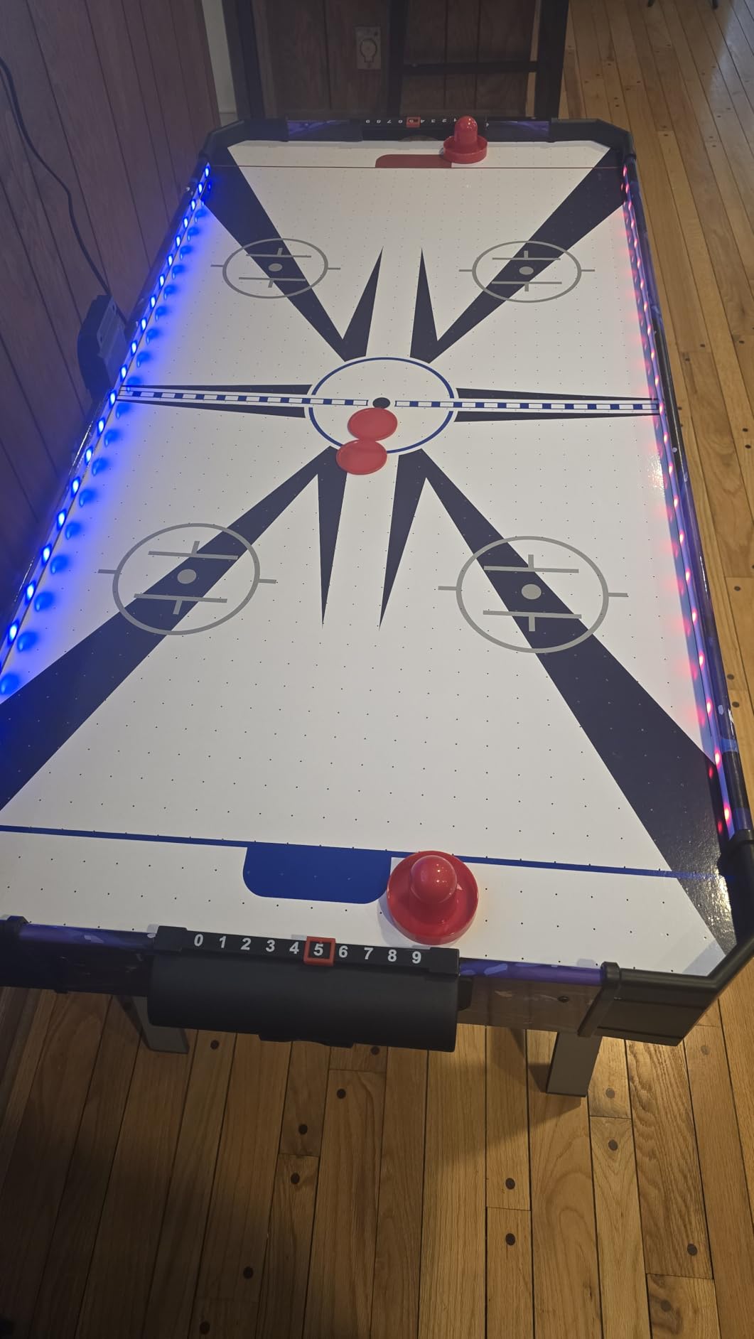 GYMAX Air Hockey Table, 54 Inch Arcade Style Air Hockey Game Table with LED Lights & Scoreboard, Powerful 12V Motor, 2 Pushers, 2 Pucks, for Kids & Adults, Home, Game Room and Office customer photo 2
