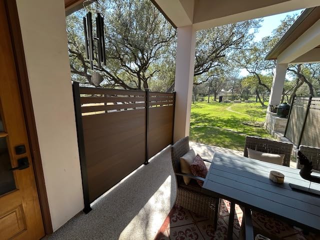 Mondaria Semi-Closed Privacy Fence Panels with 1 Post for Outside, 6ft(W) x 6ft(H), Wind Resistant Wood Plastic Composite Fencing Panels for Patio, Backyard, Garden and Pool, Silver Gray customer photo 2