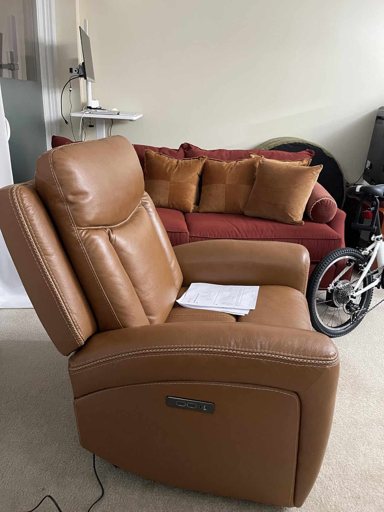 CHITA Genuine Leather Super Zero Gravity Power Recliner Chair, Saddle | Adjustable Power Headrest, USB & Type-C Ports for Living Room & Home Theater customer photo 2