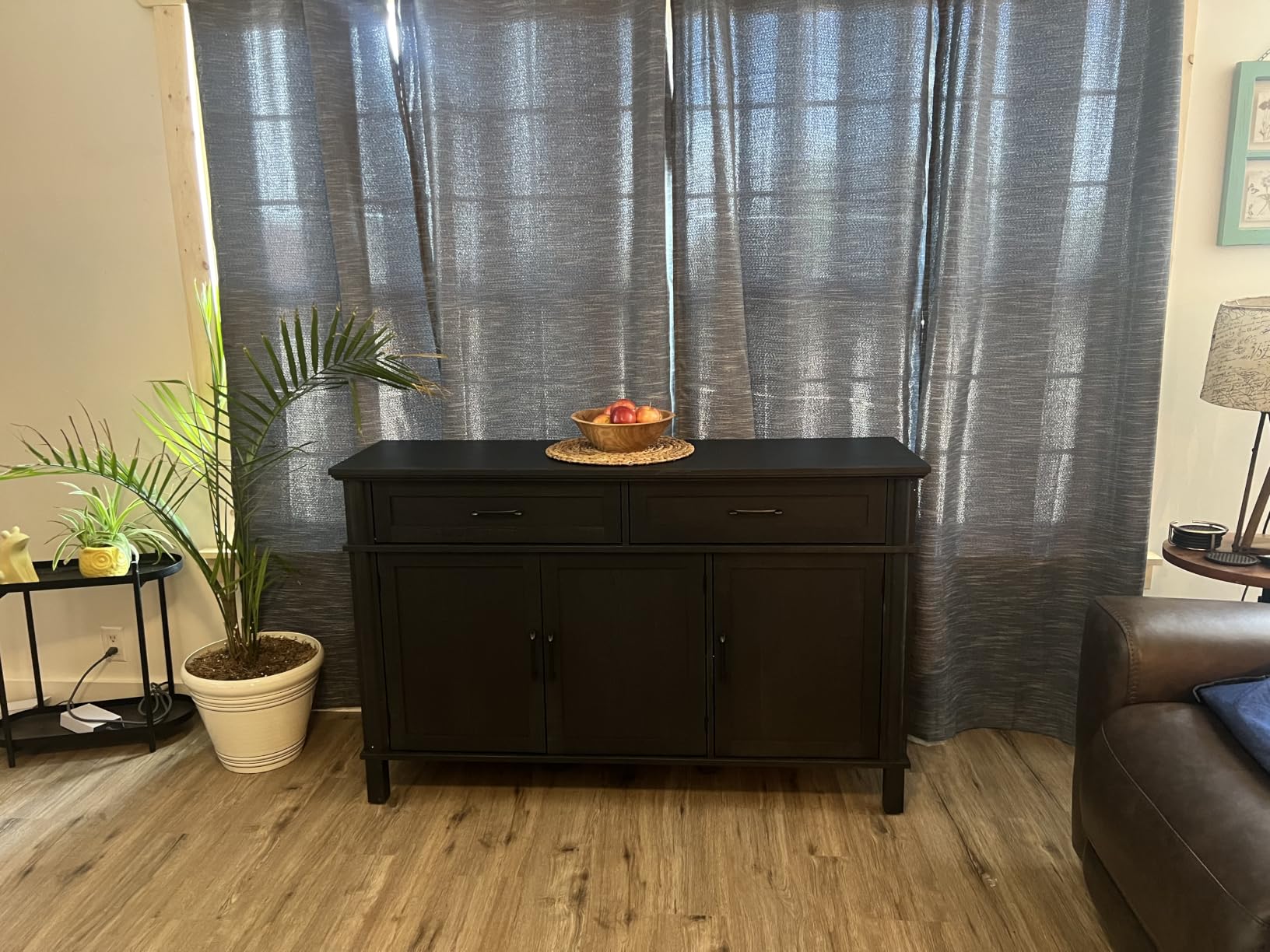 ONBRILL 48 Inch Buffet Cabinet with Storage, Farmhouse Sideboard Buffet w/2 Drawers and 3 Doors, Wood Coffee Bar Cabinet with Adjustable Shelves, Sideboard Storage for Kitchen, Living Room, Brown customer photo 1