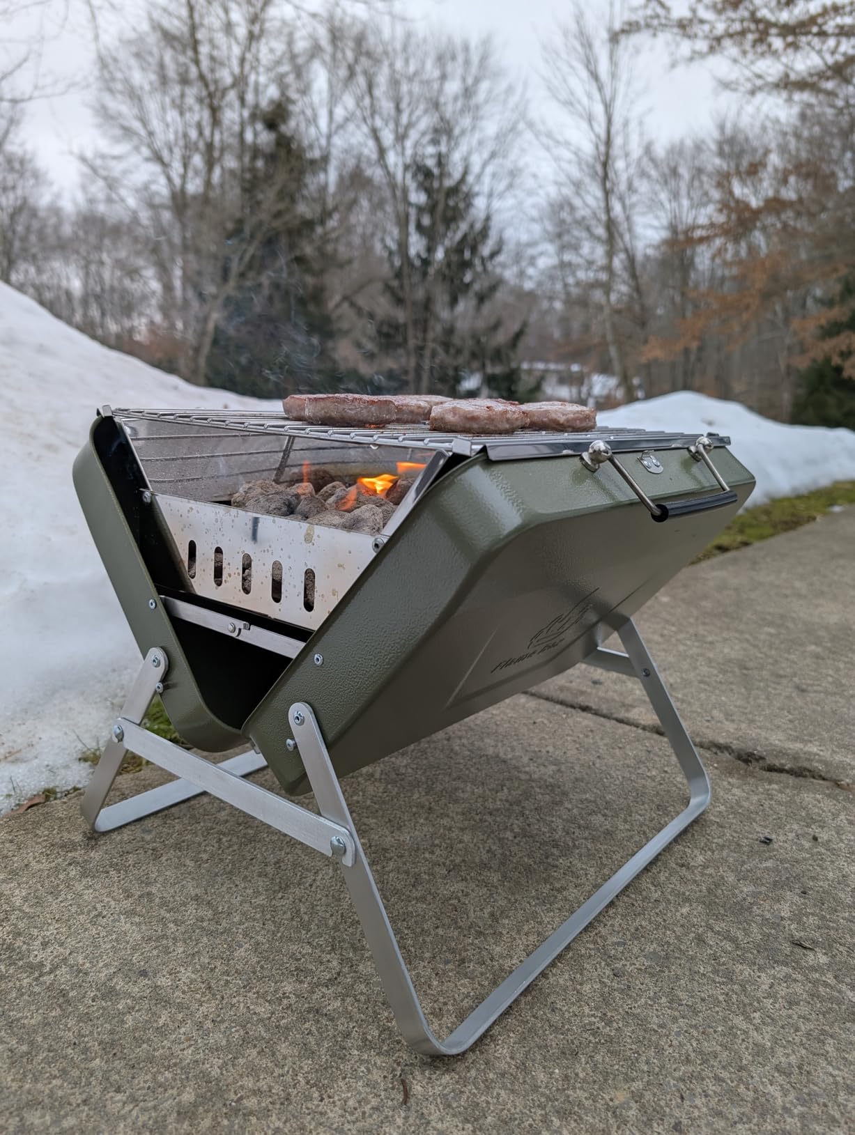 Ranger Plus Portable Charcoal Grill, Large Folding Camping BBQ | Large full-coverage grilling grate; 304 stainless steel; 3-second setup for camping, tailgating and backyard use; serves 4-5 customer photo 1