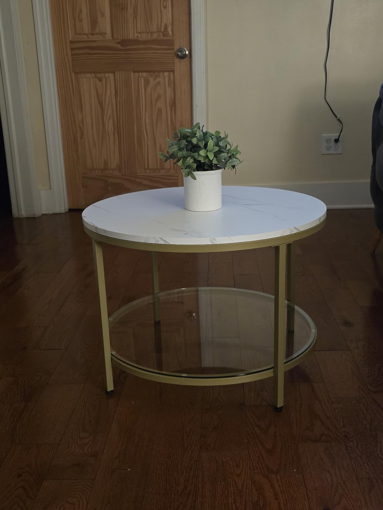 VASAGLE Round Coffee Table, 31.5-Inch Center Table, Tapered Legs | Curved Transitions, Easy to Assemble, for Living Room, Honey Brown, MAEZO Collection ULCT251KB01S customer photo 1