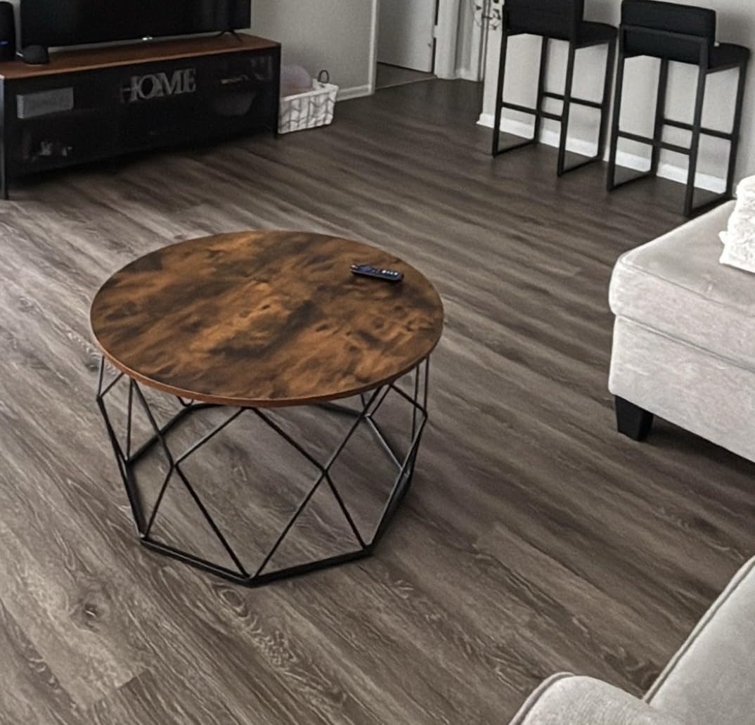 VASAGLE Round Coffee Table, 31.5-Inch Center Table, Tapered Legs | Curved Transitions, Easy to Assemble, for Living Room, Honey Brown, MAEZO Collection ULCT251KB01S customer photo 2